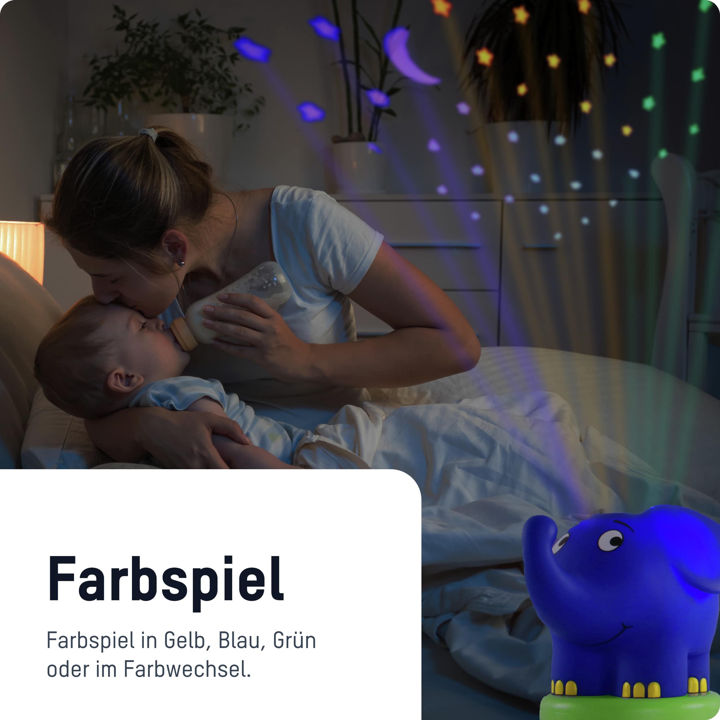 ANSMANN Musik-Sternenlicht Elefant, Batteriebetrieb, blau-grün ANSMANN Musik-Sternenlicht Elefant, Batteriebetrieb, blau-grün
