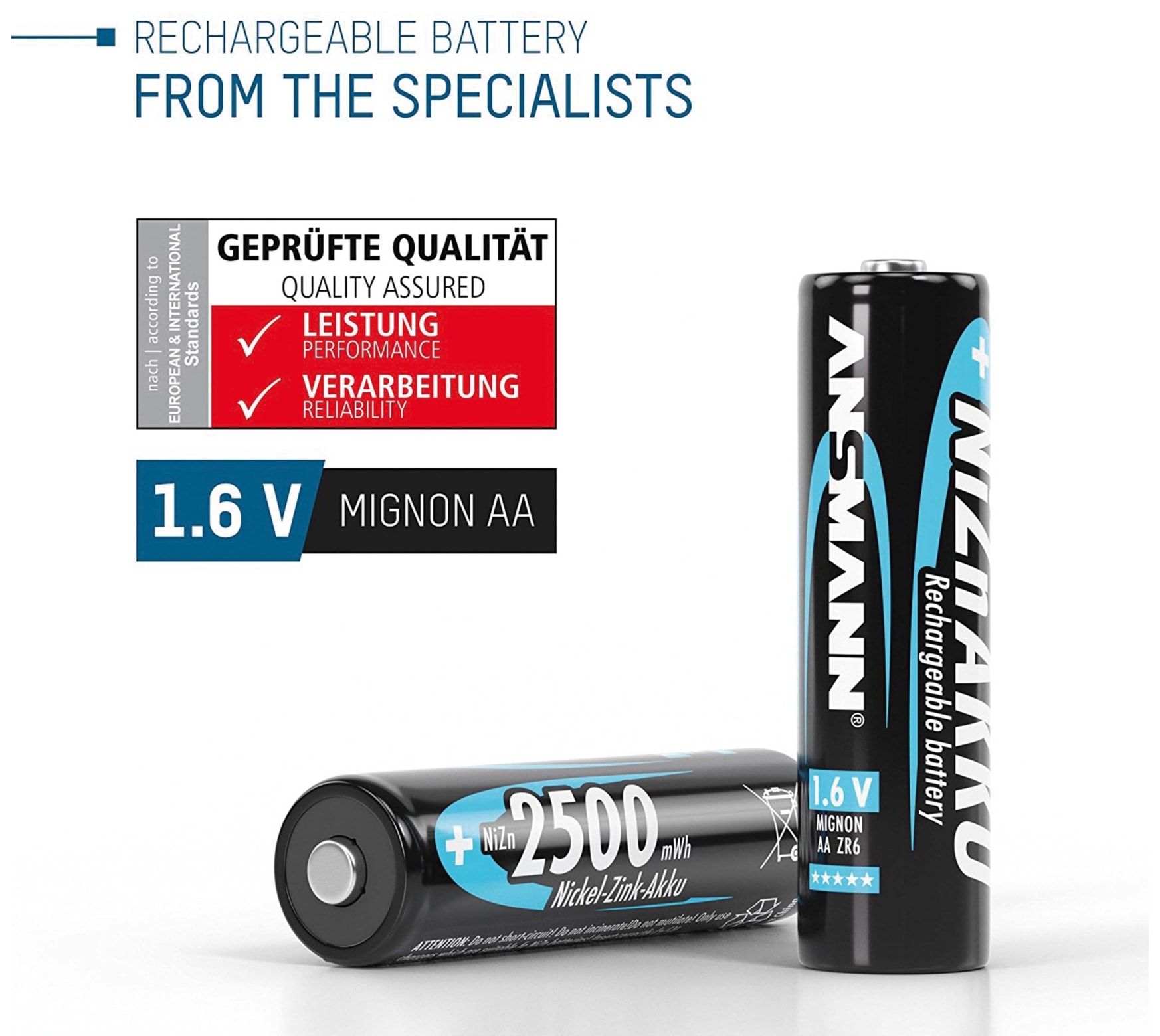 ANSMANN Mignon-Akku, NiZn, 1500mAh, 4 Stück ANSMANN Mignon-Akku, NiZn, 1500mAh, 4 Stück