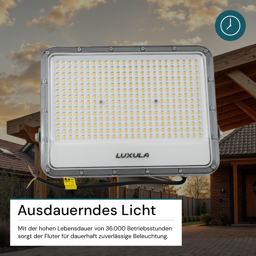 LUXULA LED-Fluter, EEK: E, 200W, 26000lm, 4000K, IP65, grau