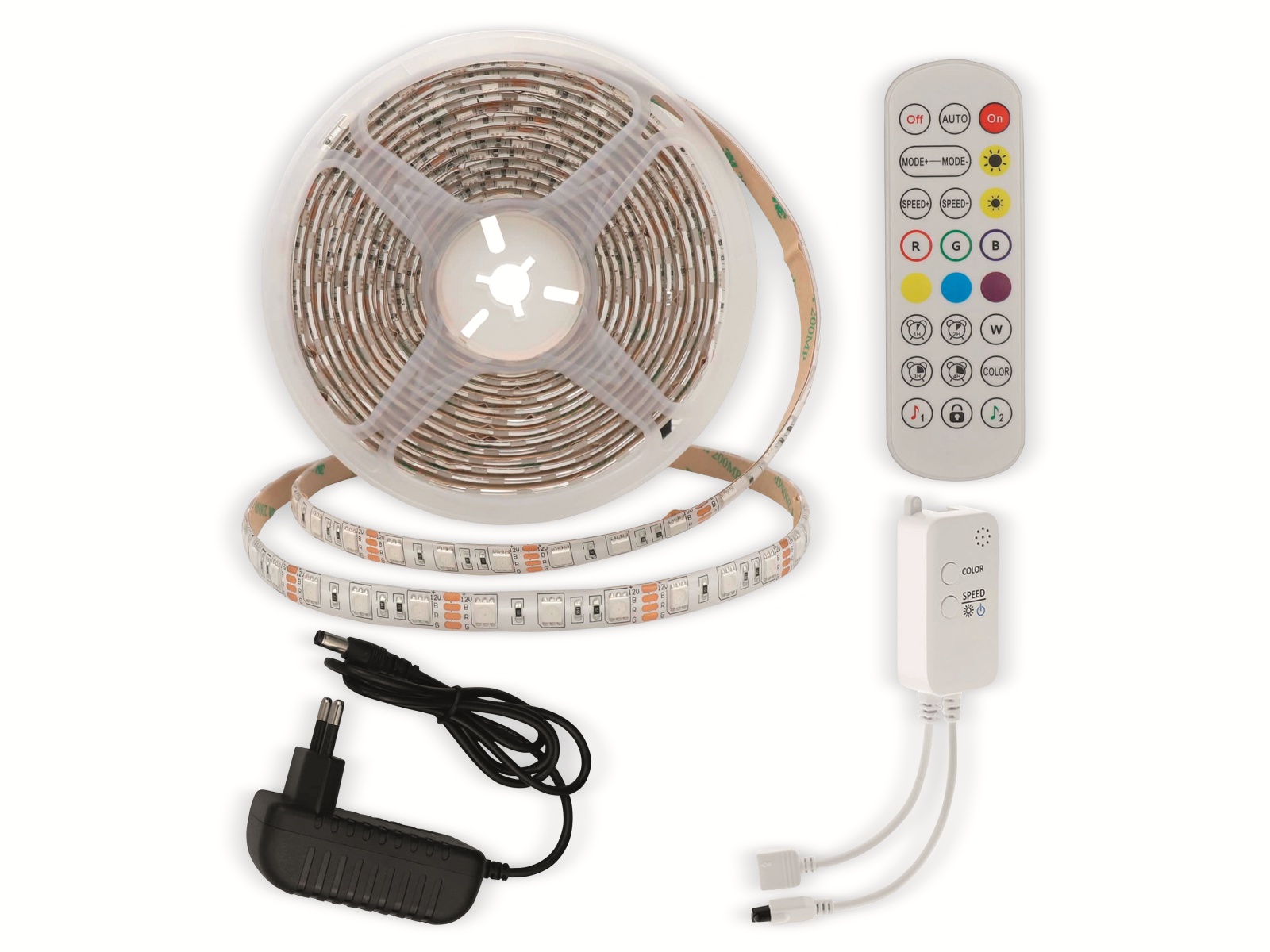 OPTONICA LED-Strip, RGB 4330, 12 V, 60 LEDs, EEK: G, 36 W, 2400 lm, Fernbedienung, App, 5 m, IP54 OPTONICA LED-Strip, RGB 4330, 12 V, 60 LEDs, EEK: G, 36 W, 2400 lm, Fernbedienung, App, 5 m, IP54
