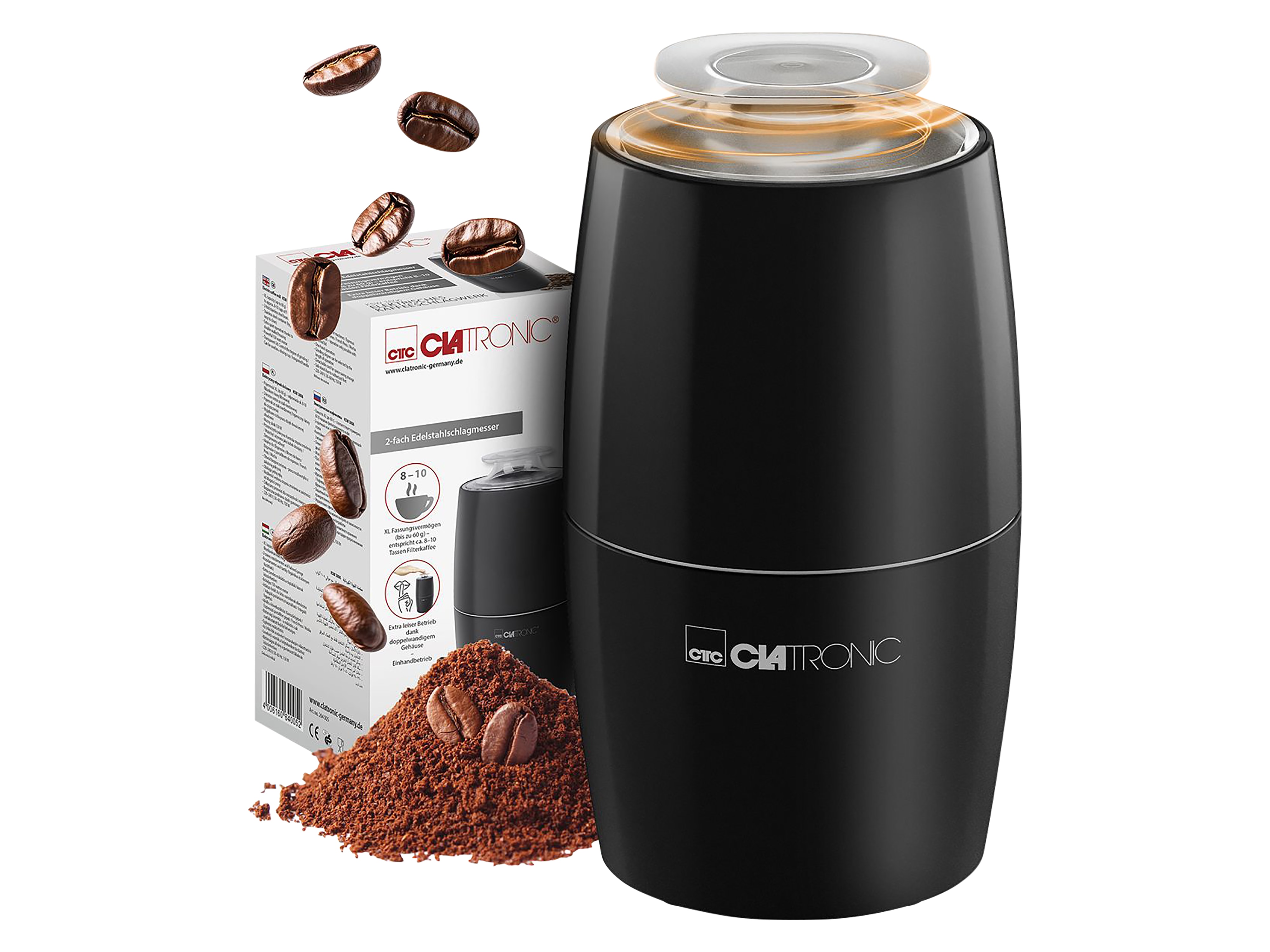 CLATRONIC Kaffeemühle elektrisch, Edelstahl-Schlagmesser, 150 W