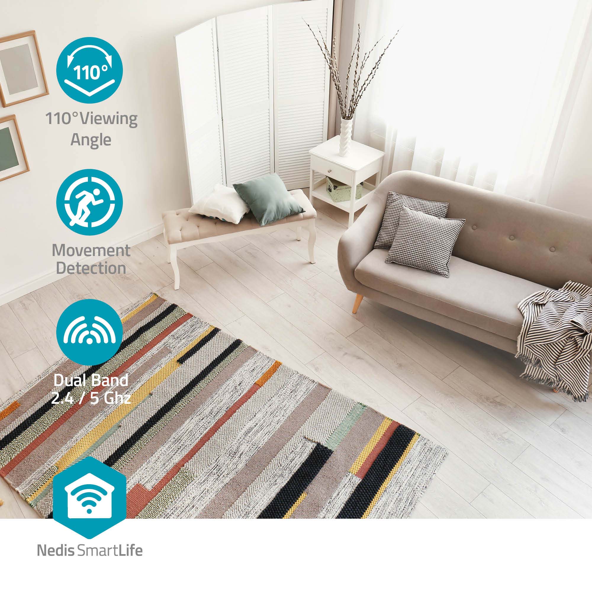 NEDIS Weisser Überwachungskamera SmartLife, WIFICI12CWT, Innen, Wi-Fi, weiß NEDIS Überwachungskamera SmartLife, WIFICI12CWT, Innen, Wi-Fi, weiß