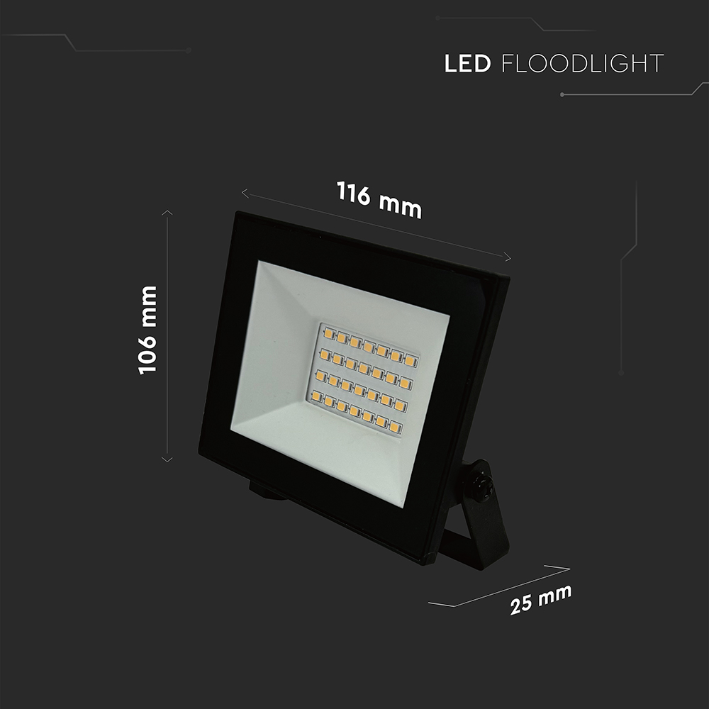 V-TAC LED-Fluter, VT-44022, 20 W, 6500K, EEK: F, 1510 lm, kaltweiß, IP65, schwarz
