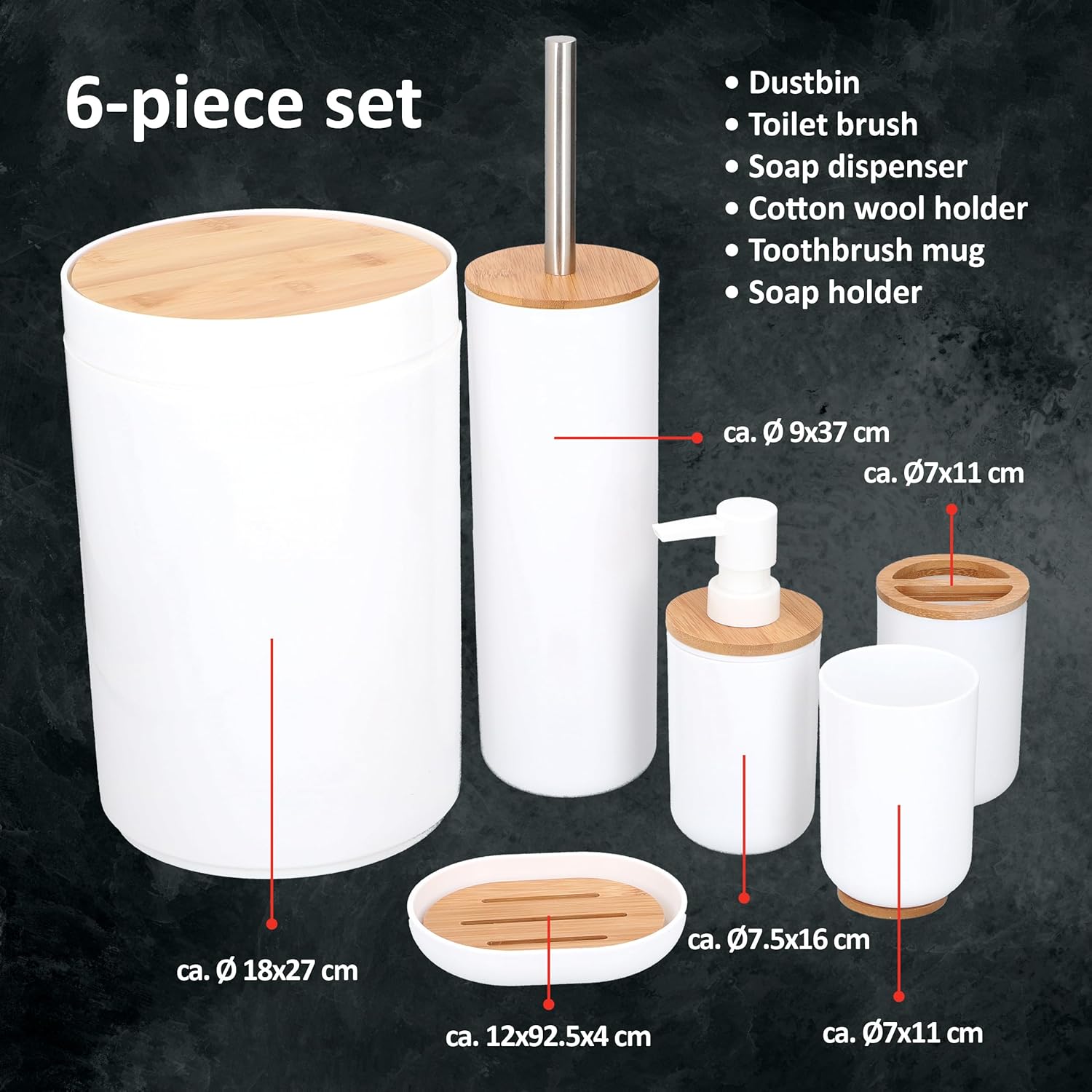 ALPINA Badezimmer/Toiletten-Set, 6-teilig