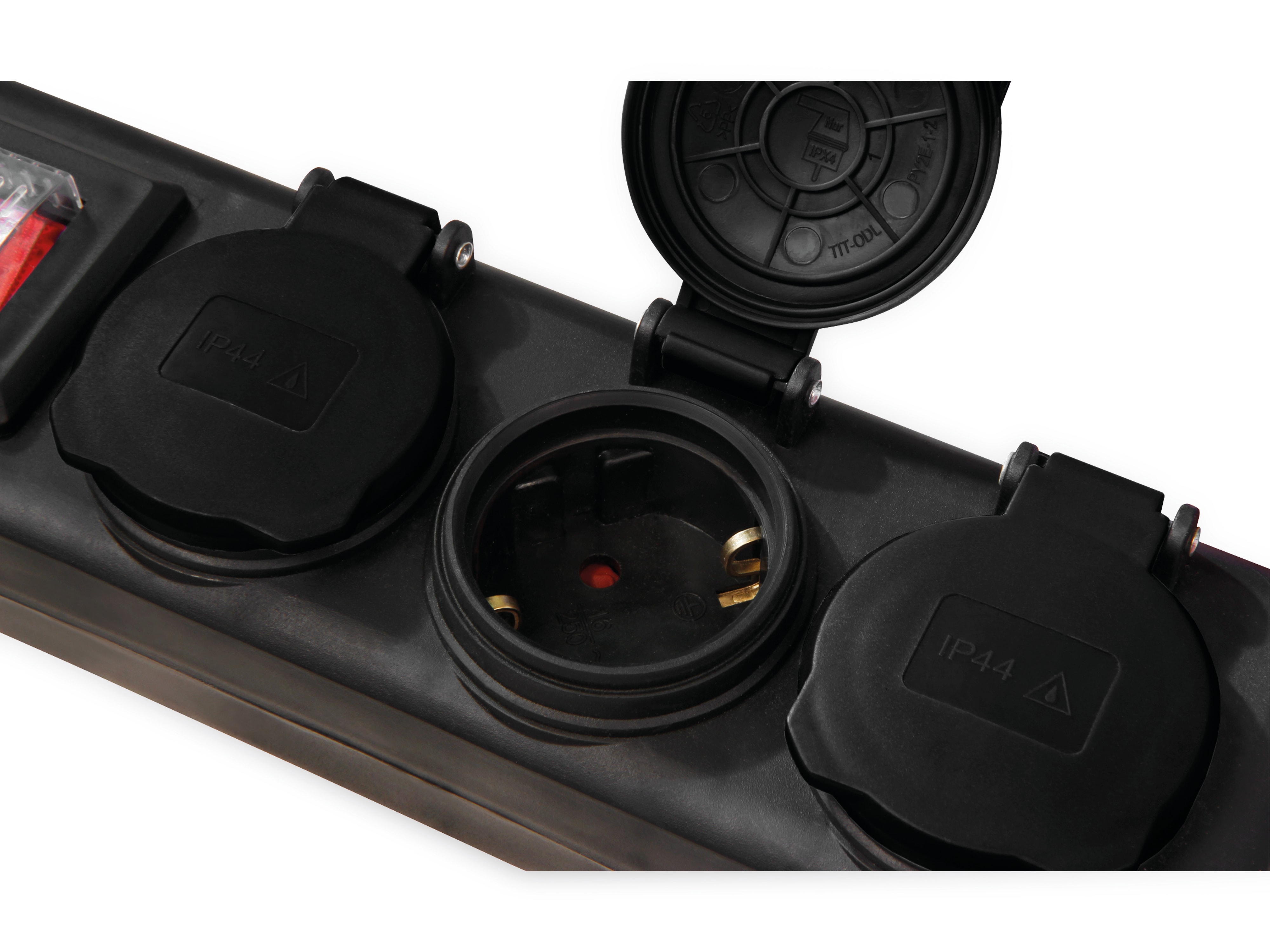 MCPOWER Steckdosenleiste, 3-fach, Schalter, IP44, Außenbereich, schwarz MCPOWER Steckdosenleiste, 3-fach, Schalter, IP44, Außenbereich, schwarz