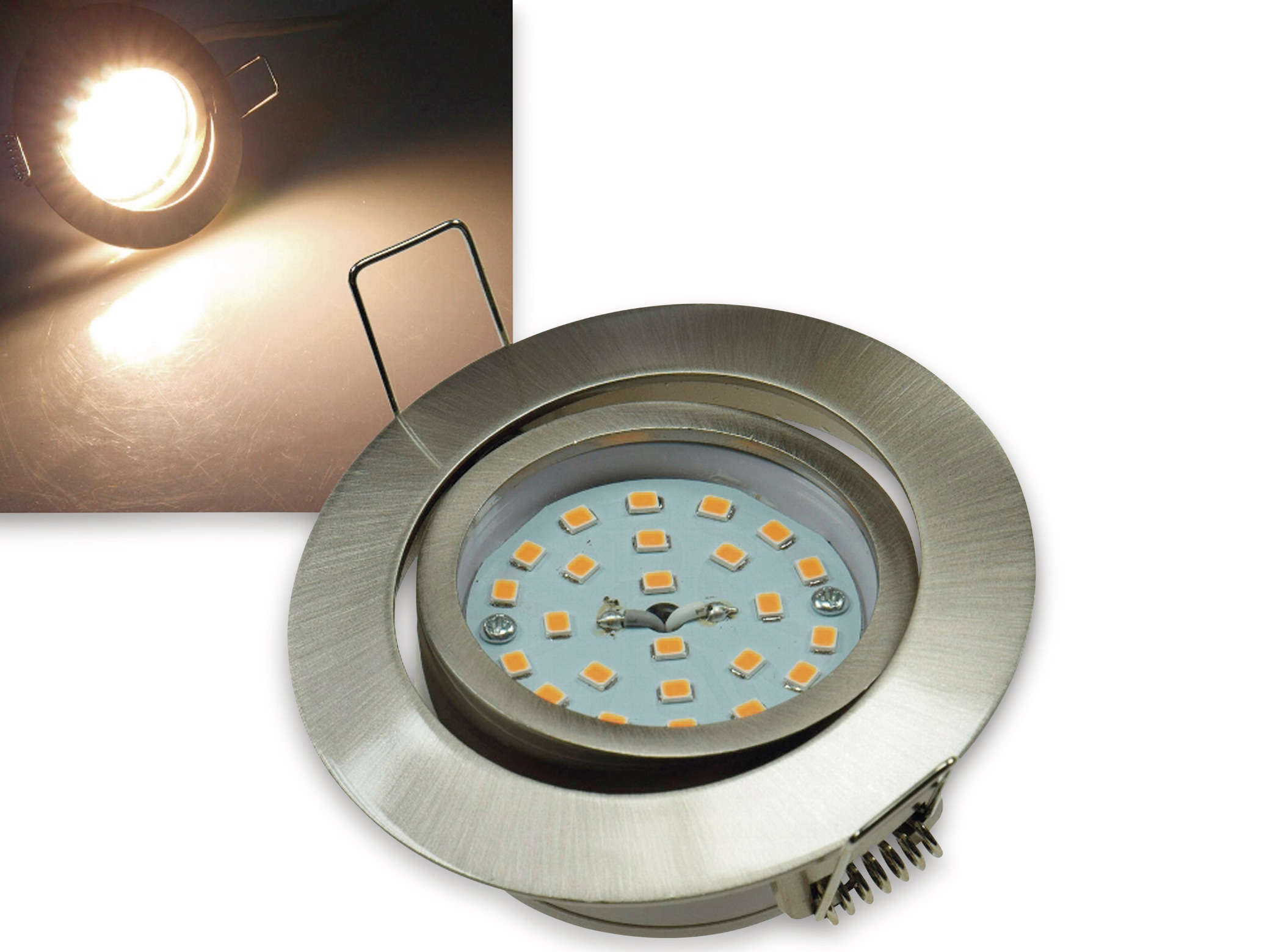 CHILITEC LED-Einbauleuchte "Flat-32" EEK F, 5 W, 420 lm, 2900 K, Edelstahl, dimmbar CHILITEC LED-Einbauleuchte "Flat-32" EEK F, 5 W, 420 lm, 2900 K, Edelstahl, dimmbar