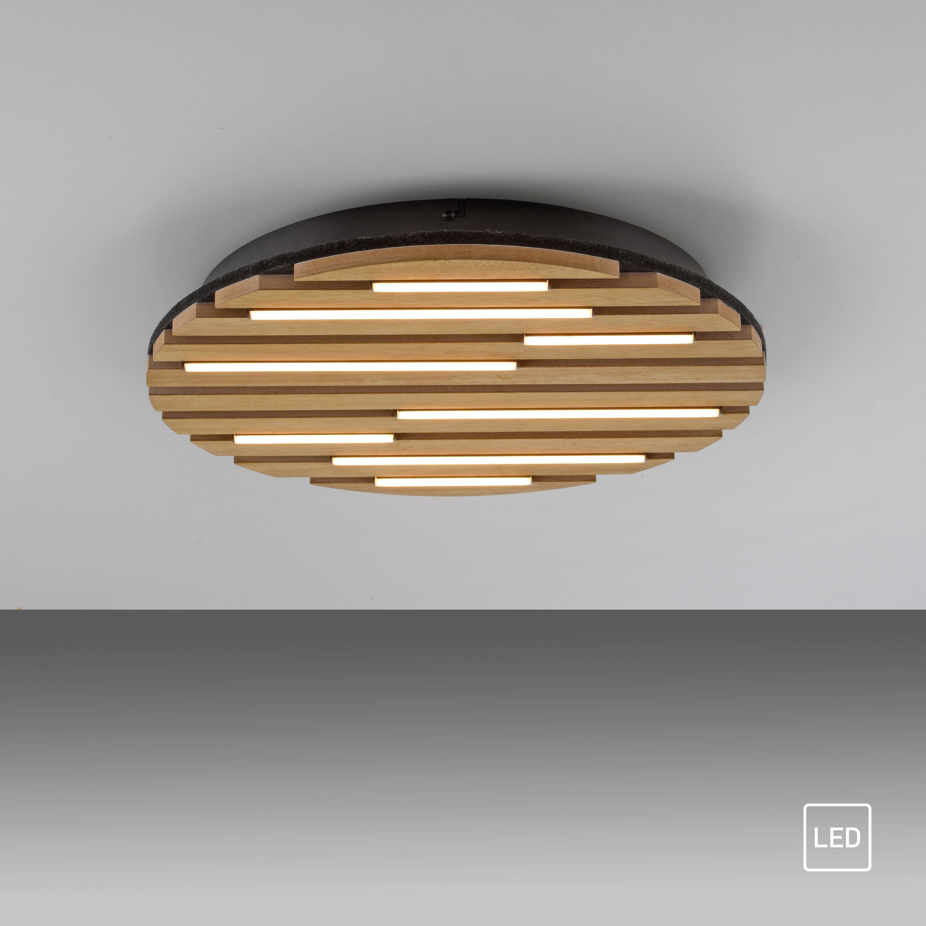 JUST LIGHT LED-Deckenleuchte 15592-79, 12W, 3000K, 1700lm, warmweiß, IP20, Holz/schwarz JUST LIGHT LED-Deckenleuchte 15592-79, 12W, 3000K, 1700lm, warmweiß, IP20, Holz/schwarz
