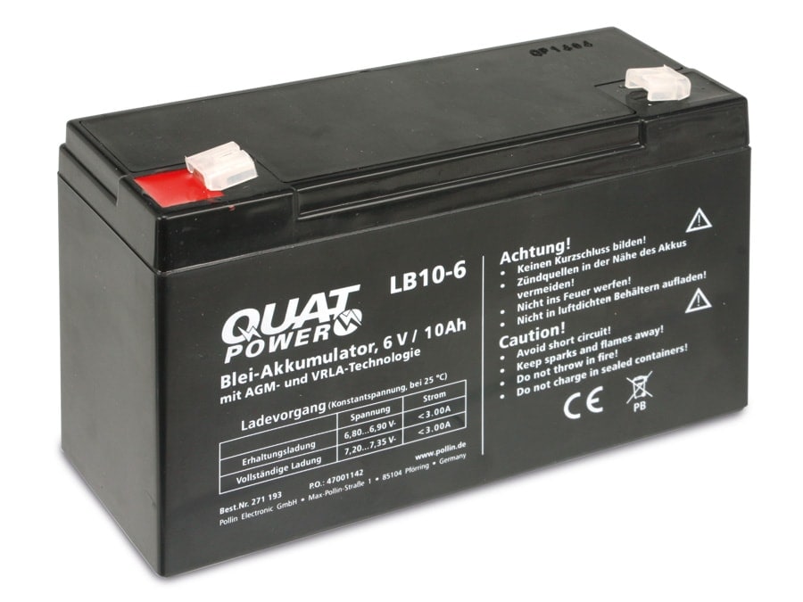 QUATPOWER Blei-Akkumulator LB10-6, 6 V-/10 Ah QUATPOWER Blei-Akkumulator LB10-6, 6 V-/10 Ah