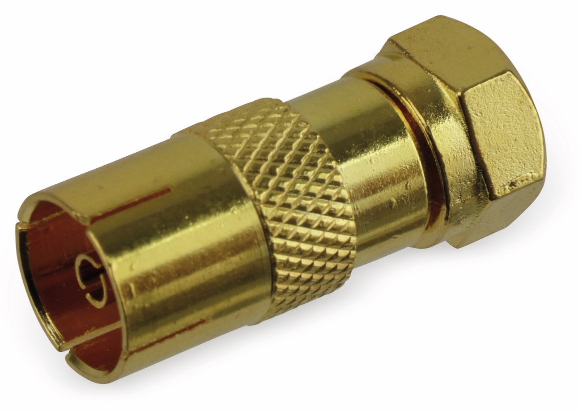 S-IMPULS F-Adapter, F-Stecker/Koaxialkupplung, vergoldet S-IMPULS F-Adapter, F-Stecker/Koaxialkupplung, vergoldet