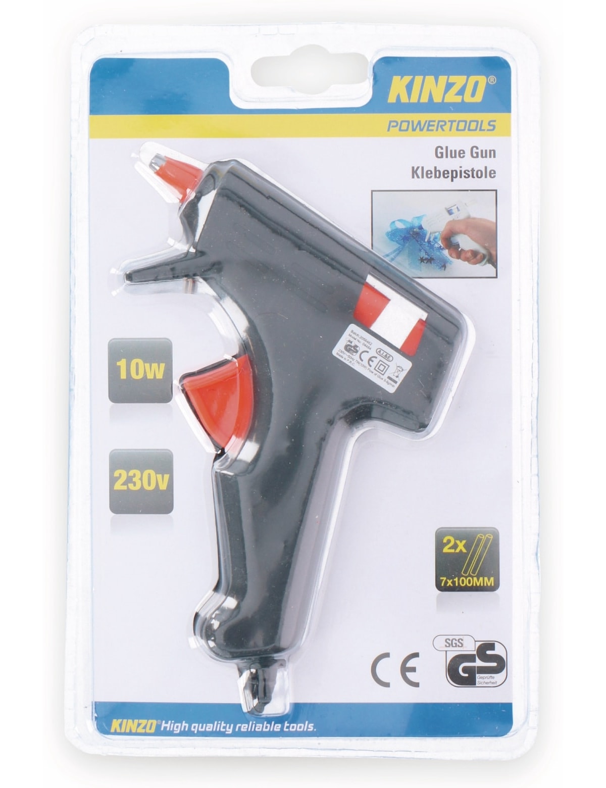 KINZO Heißklebepistole 10W, für 7mm Heißklebesticks KINZO Heißklebepistole 10W, für 7mm Heißklebesticks