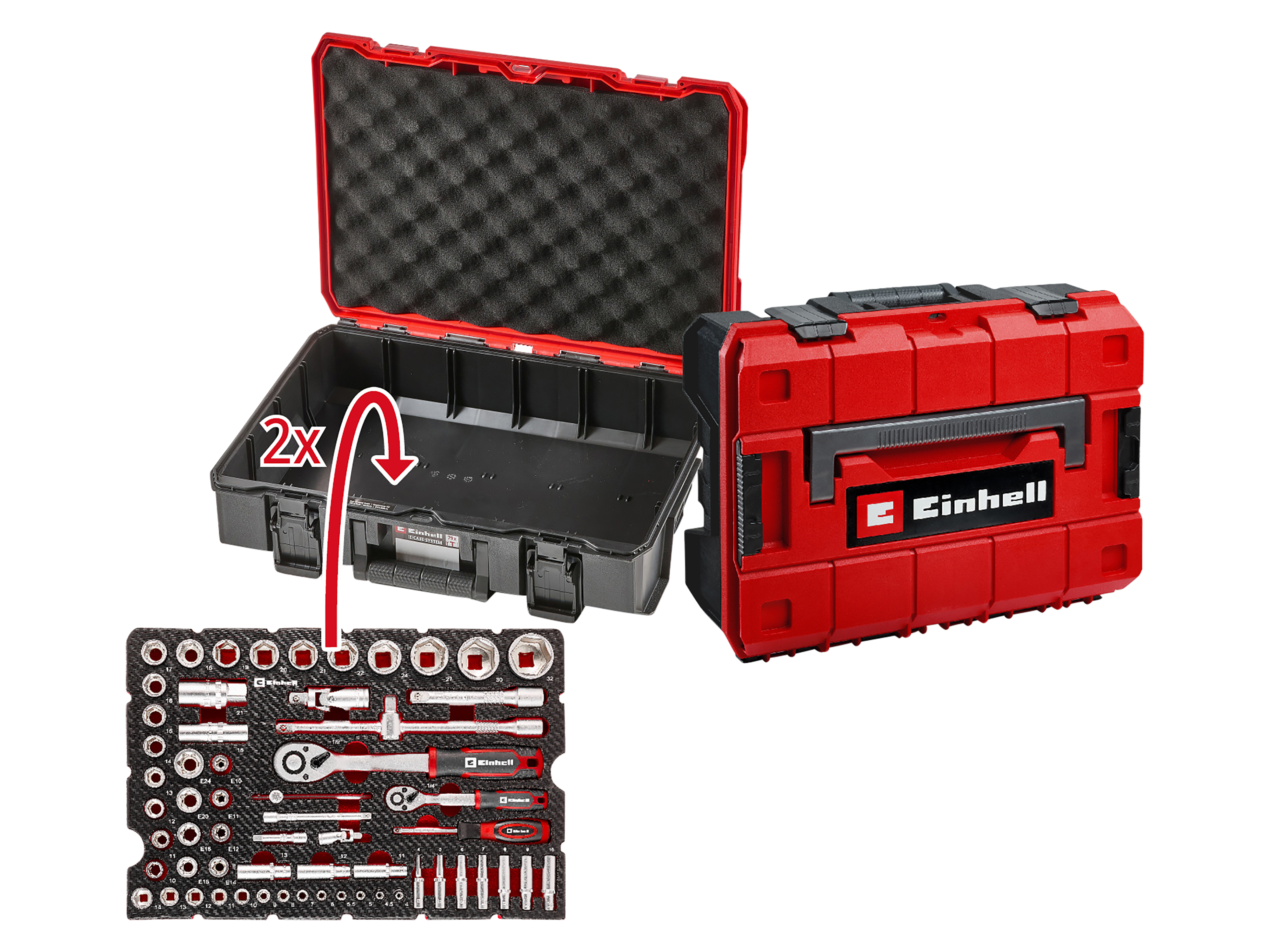 EINHELL E-Case-Einleger Stecknüsse und Ratschen, 370520, 60-teilig EINHELL E-Case-Einleger Stecknüsse und Ratschen, 370520, 60-teilig
