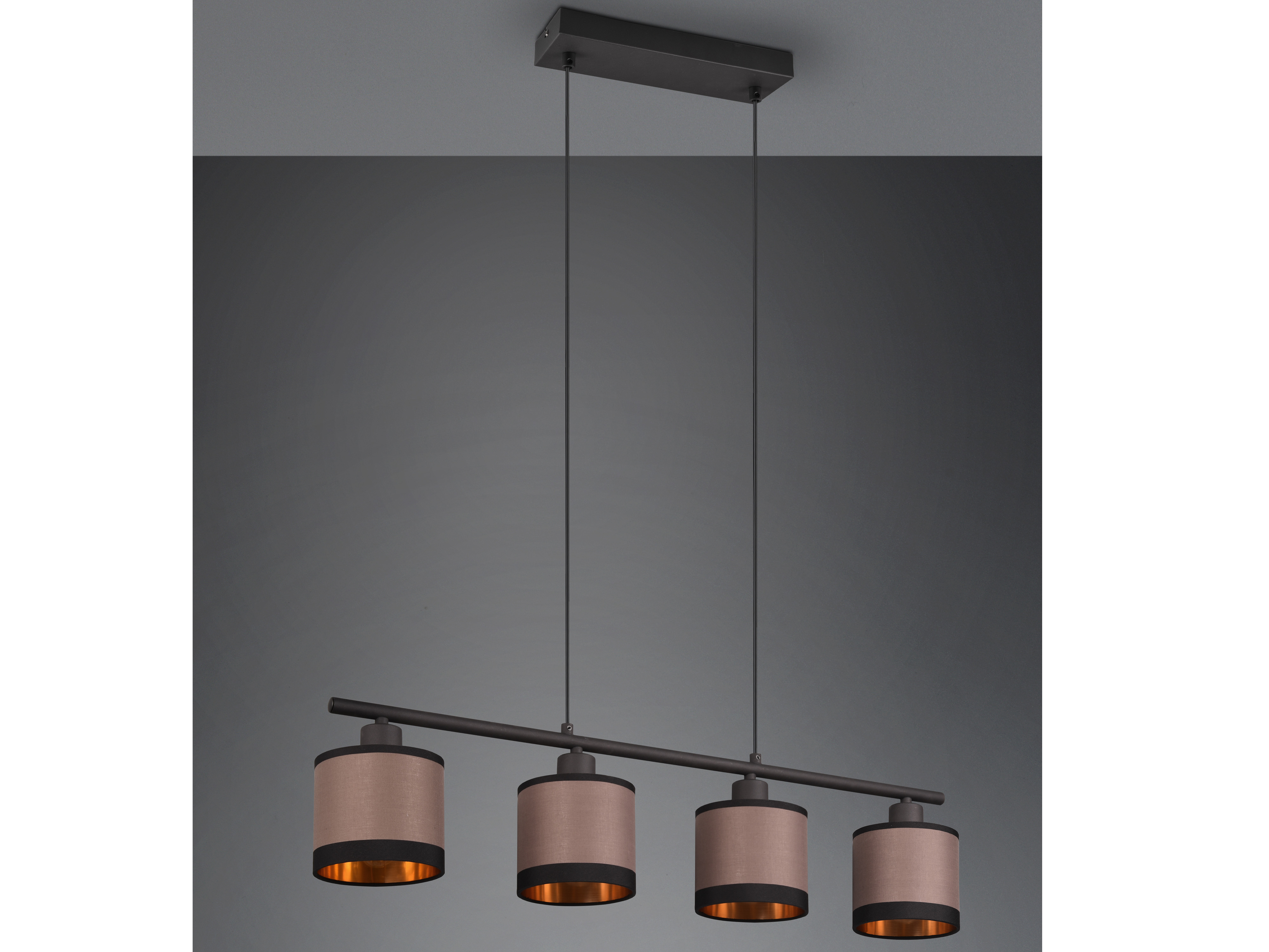 REALITY Pendelleuchte Davos R31554041 schwarz, Schirme taupe, für 4 x E14 REALITY Pendelleuchte Davos R31554041 schwarz, Schirme taupe, für 4 x E14