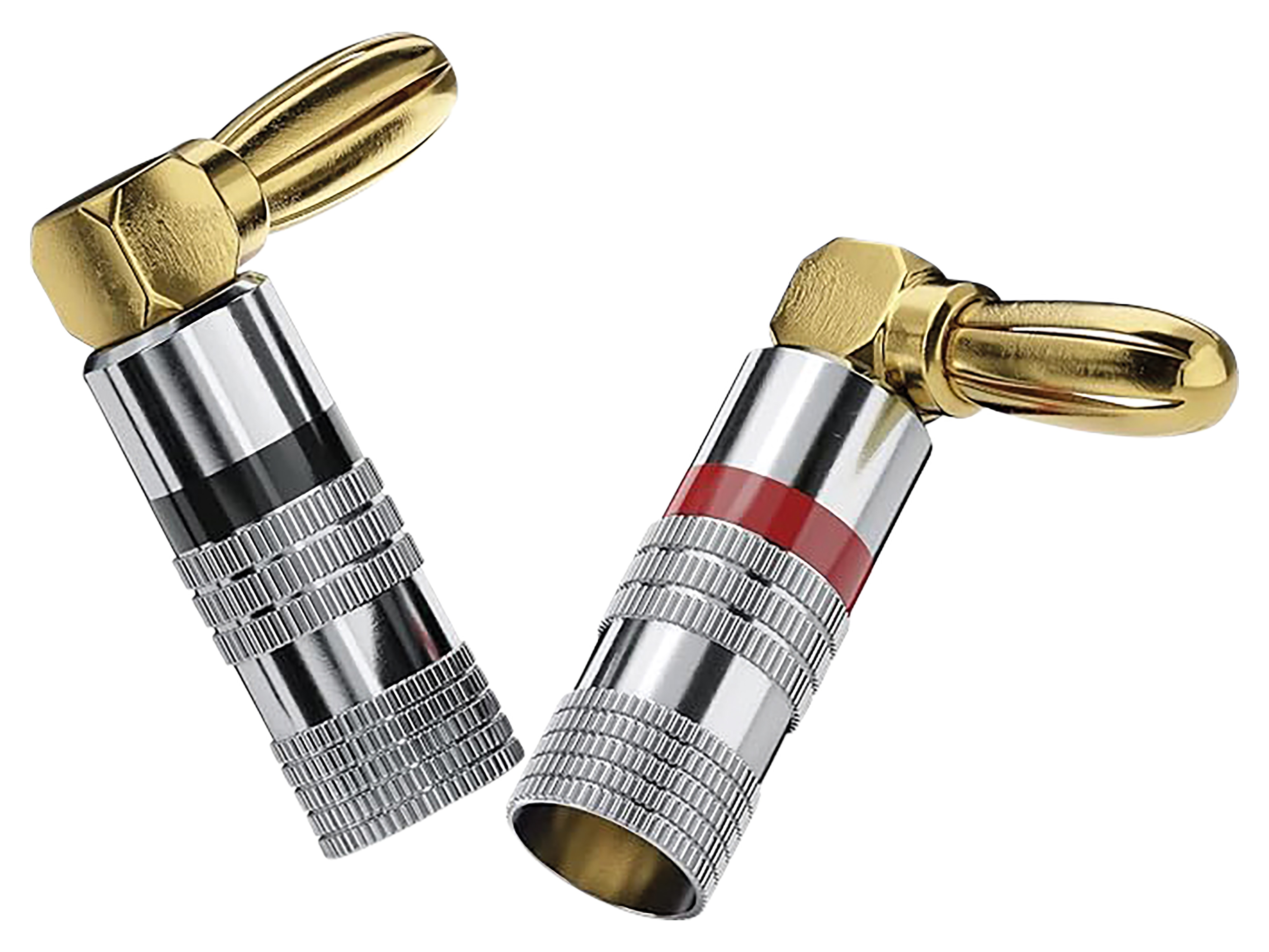 SONERO Bananenstecker S-SC090-04, gewinkelt 90° vergoldet 4er Set