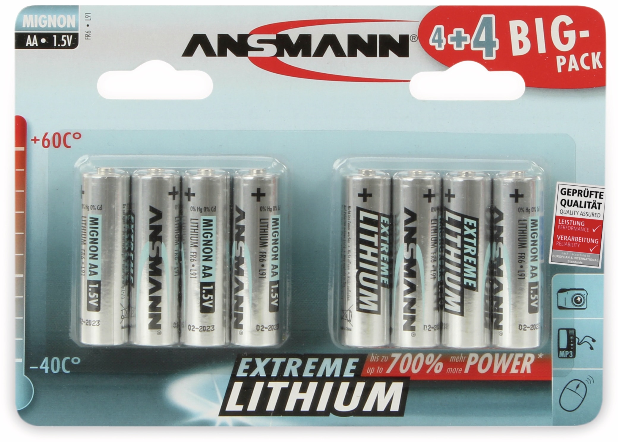ANSMANN Mignon-Batterie, Lithium, AA, 1,5 V-, 8 Stück ANSMANN Mignon-Batterie, Lithium, AA, 1,5 V-, 8 Stück