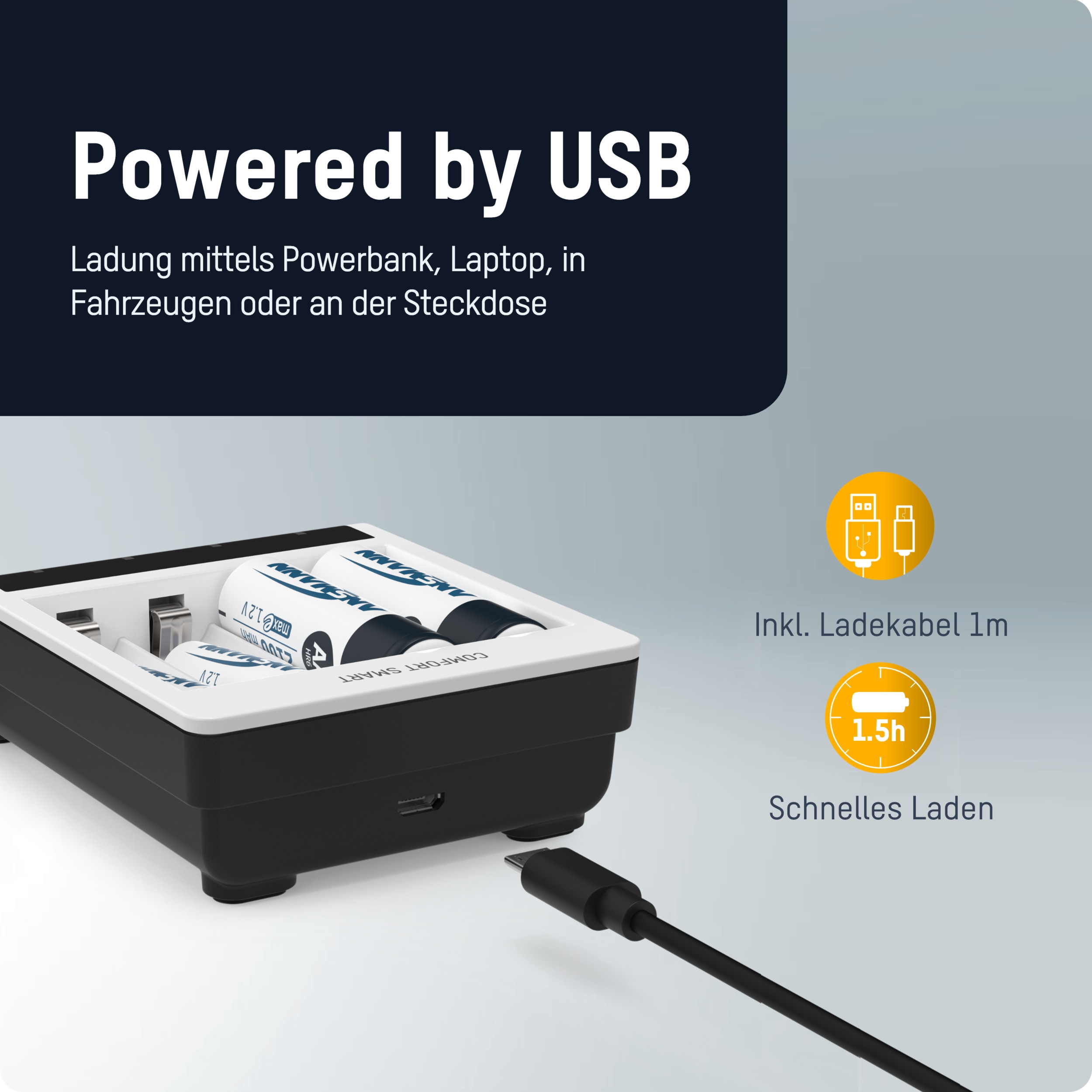 ANSMANN Ladegerät Comfort Smart, mit USB-Eingang ANSMANN Ladegerät Comfort Smart, mit USB-Eingang