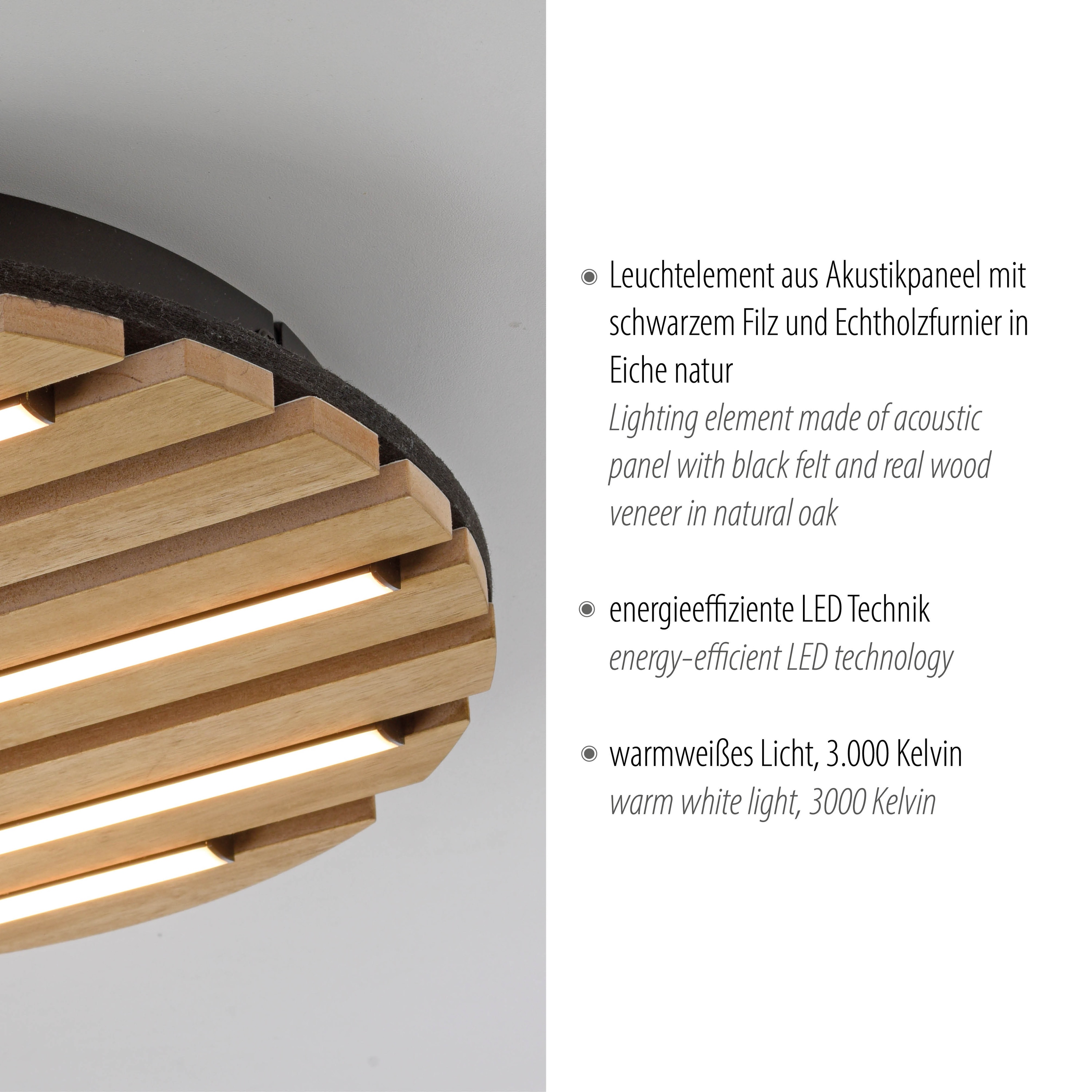 JUST LIGHT LED-Deckenleuchte 15592-79, 12W, 3000K, 1700lm, warmweiß, IP20, Holz/schwarz JUST LIGHT LED-Deckenleuchte 15592-79, 12W, 3000K, 1700lm, warmweiß, IP20, Holz/schwarz