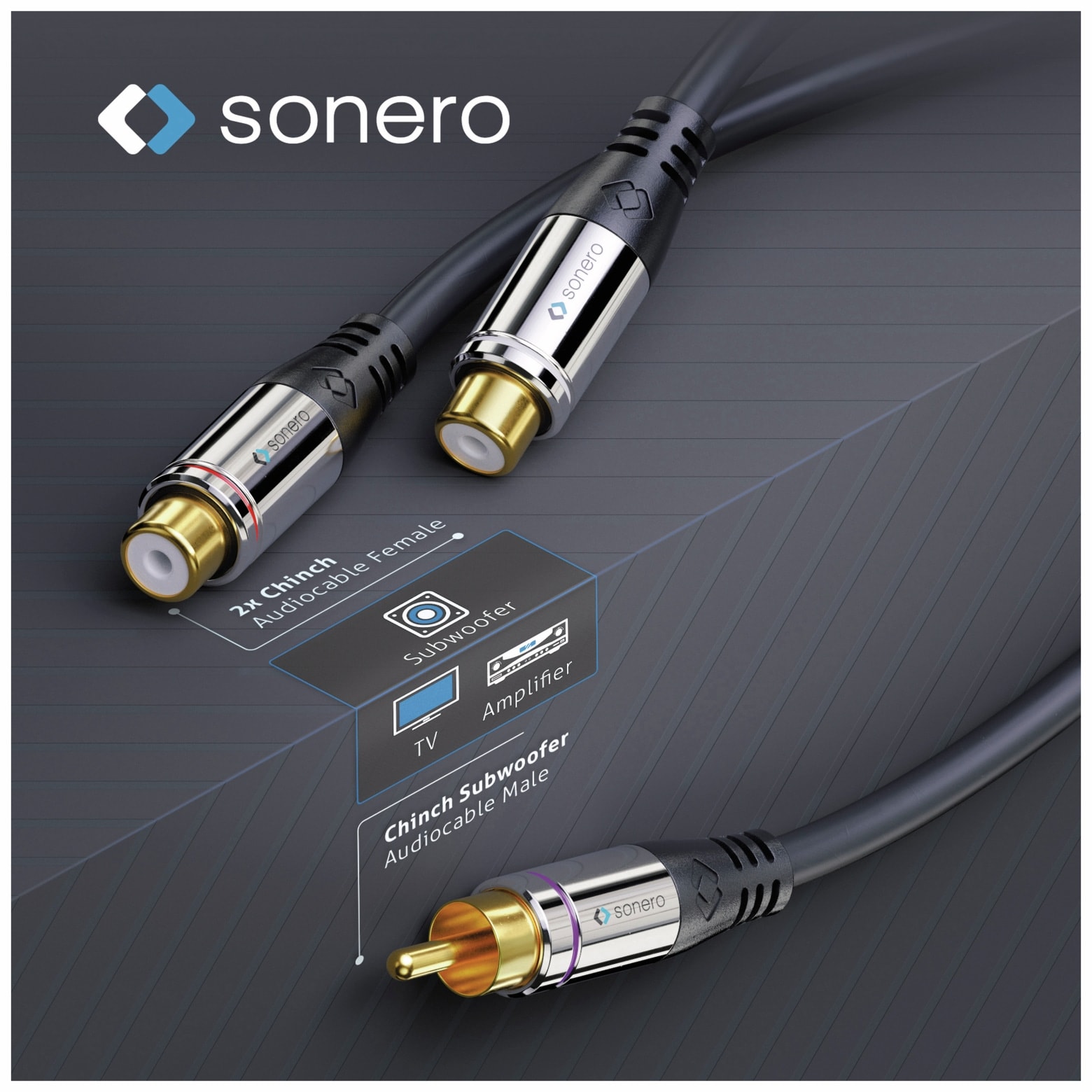 SONERO Audioadapter 0,20 m, Chinchstecker auf 2x Cinchbuchse SONERO Audioadapter 0,20 m, Chinchstecker auf 2x Cinchbuchse