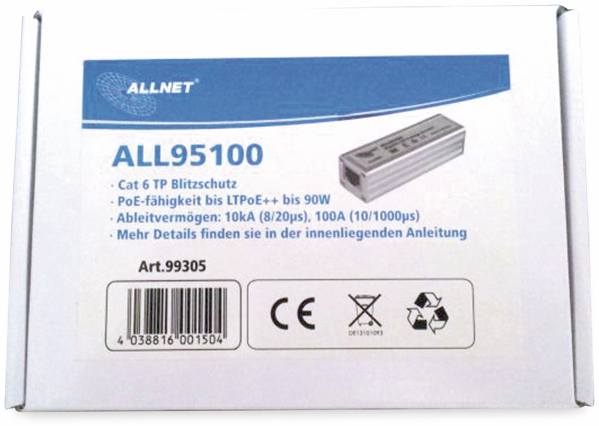 ALLNET überspannungsschutz ALL95100 für CAT.6 ALLNET überspannungsschutz ALL95100 für CAT.6