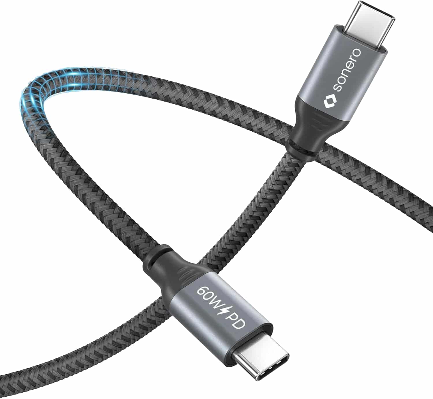 SONERO USB-C Kabel SPC-U300-005 60W PD 0,5m grau-schwarz SONERO USB-C Kabel SPC-U300-005 60W PD 0,5m grau-schwarz