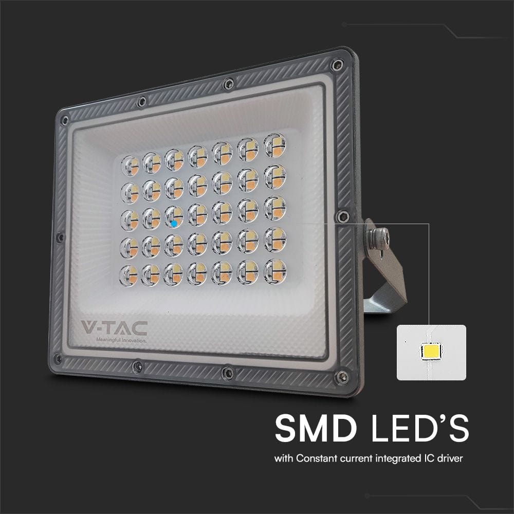 V-TAC LED-Fluter, VT-44030, EEK: F, 30 W, 2350lm, IP65, CCT, gr V-TAC LED-Fluter, VT-44030, EEK: F, 30 W, 2350lm, IP65, CCT, gr