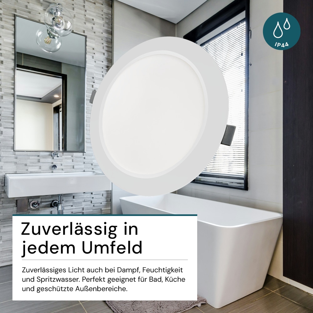 LUXULA LED-Einbauleuchte, 18W, EEK: F, 1800lm, CCT, IP44, weiß