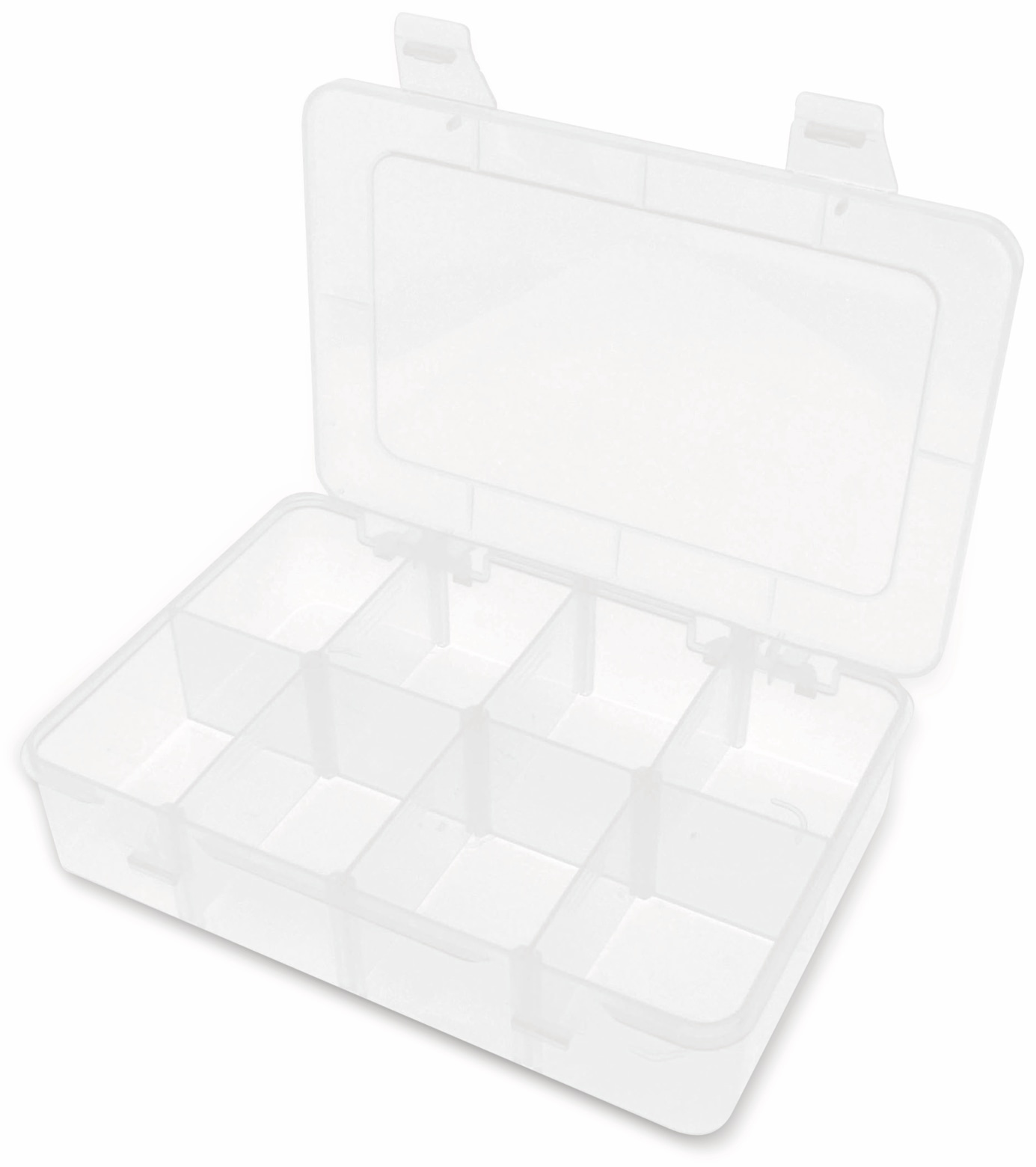 Sortimentsbox, 185x125x42, 8 Fächer, variabel, PP, transparent Sortimentsbox, 185x125x42, 8 Fächer, variabel, PP, transparent