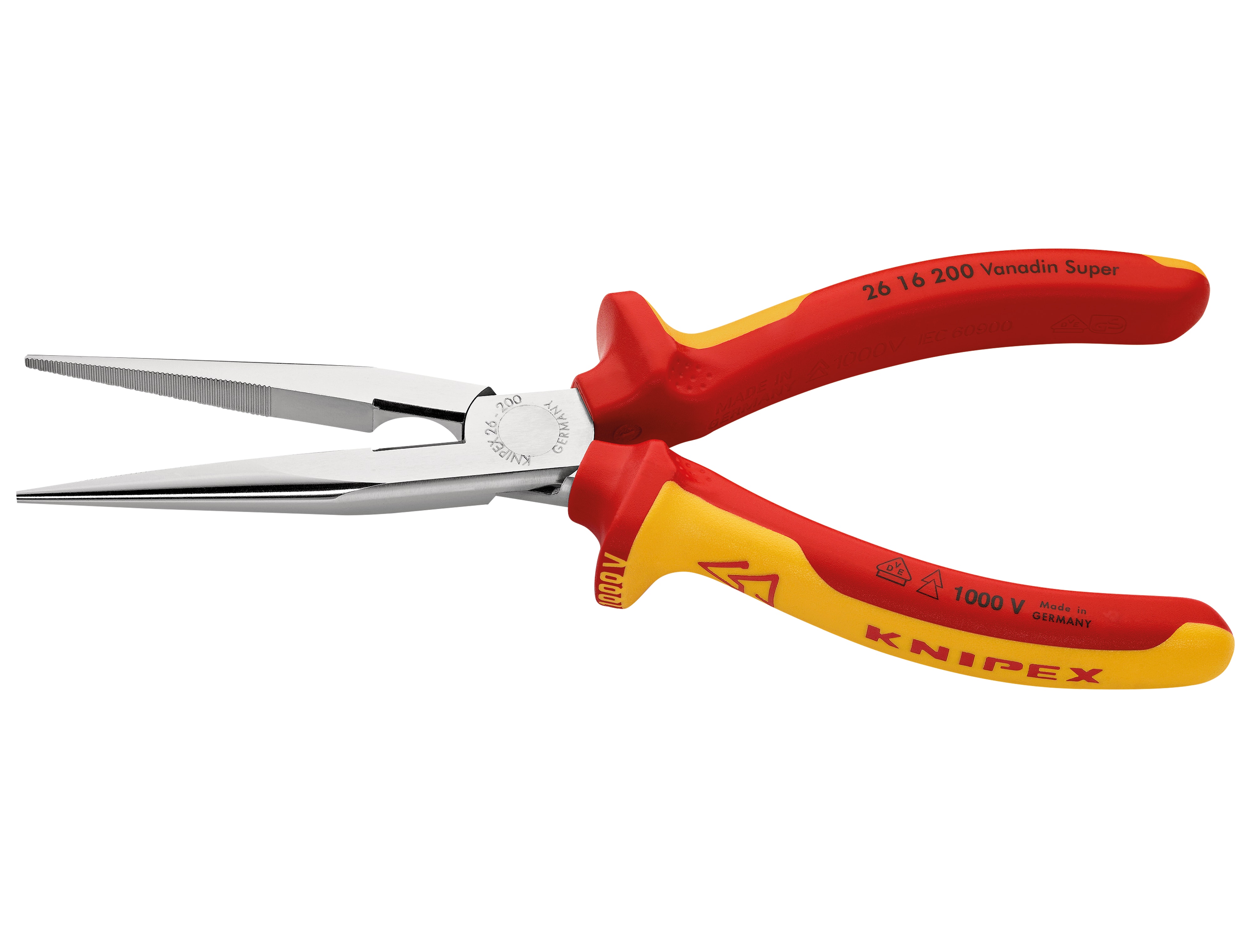 KNIPEX Flachrundzange mit Schneide, gerade, VDE-geprüft, 26 16 200 KNIPEX Flachrundzange mit Schneide, gerade, VDE-geprüft, 26 16 200