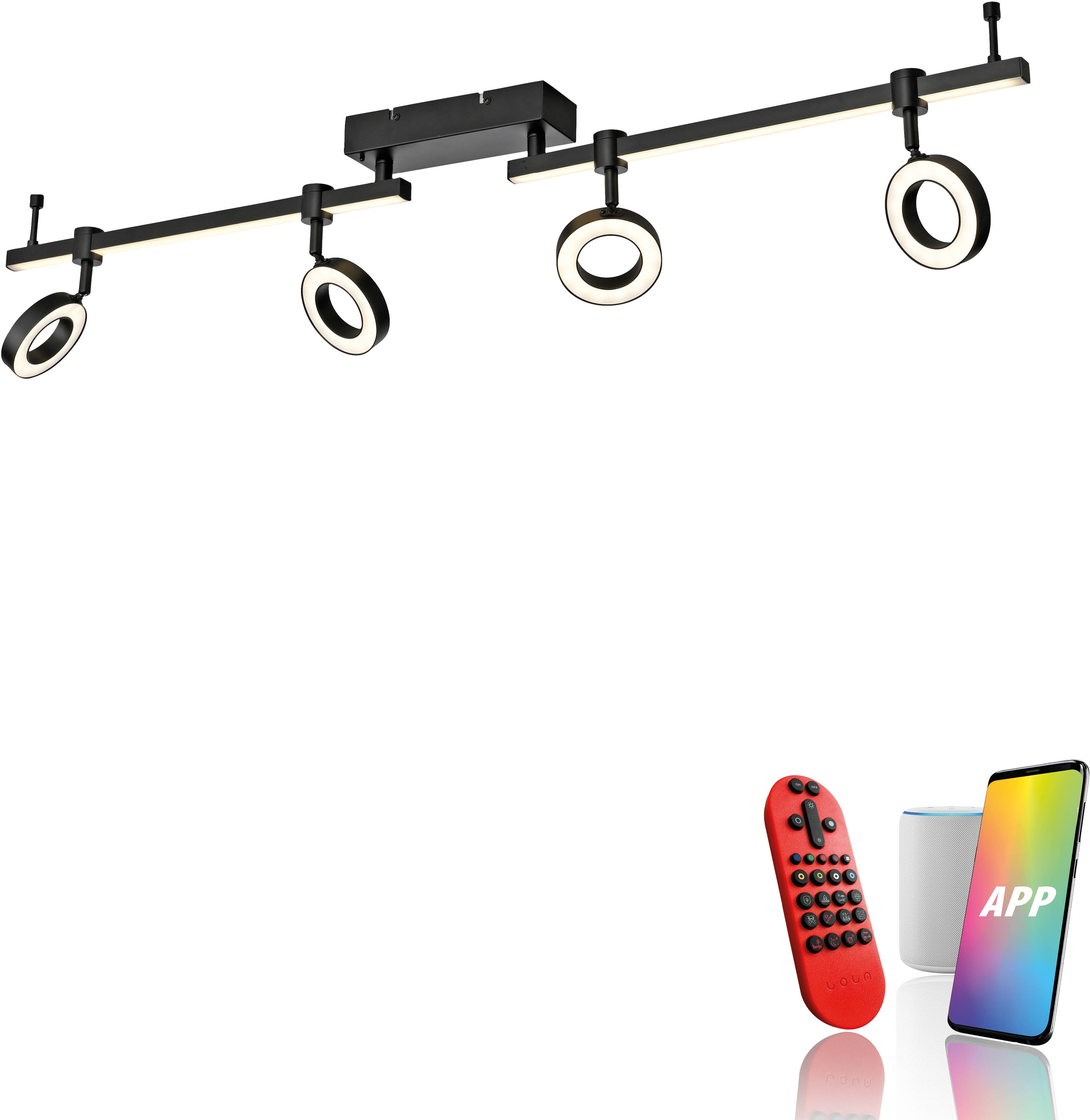 JUST LIGHT LED-Deckenleuchte 12076-18 schwarz, 21,5 W, 2600 lm, CCT, RGB, Smart Home JUST LIGHT LED-Deckenleuchte 12076-18 schwarz, 21,5 W, 2600 lm, CCT, RGB, Smart Home