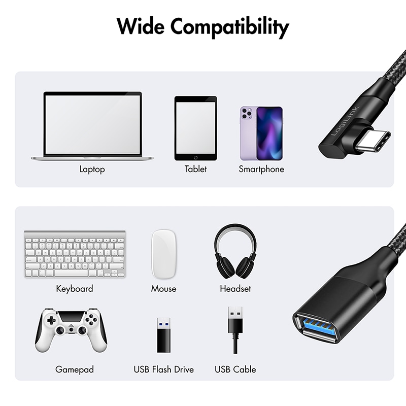 LOGILINK USB-C-Adapter CU0100 C/M zu USB-A/F OTG 0,2m