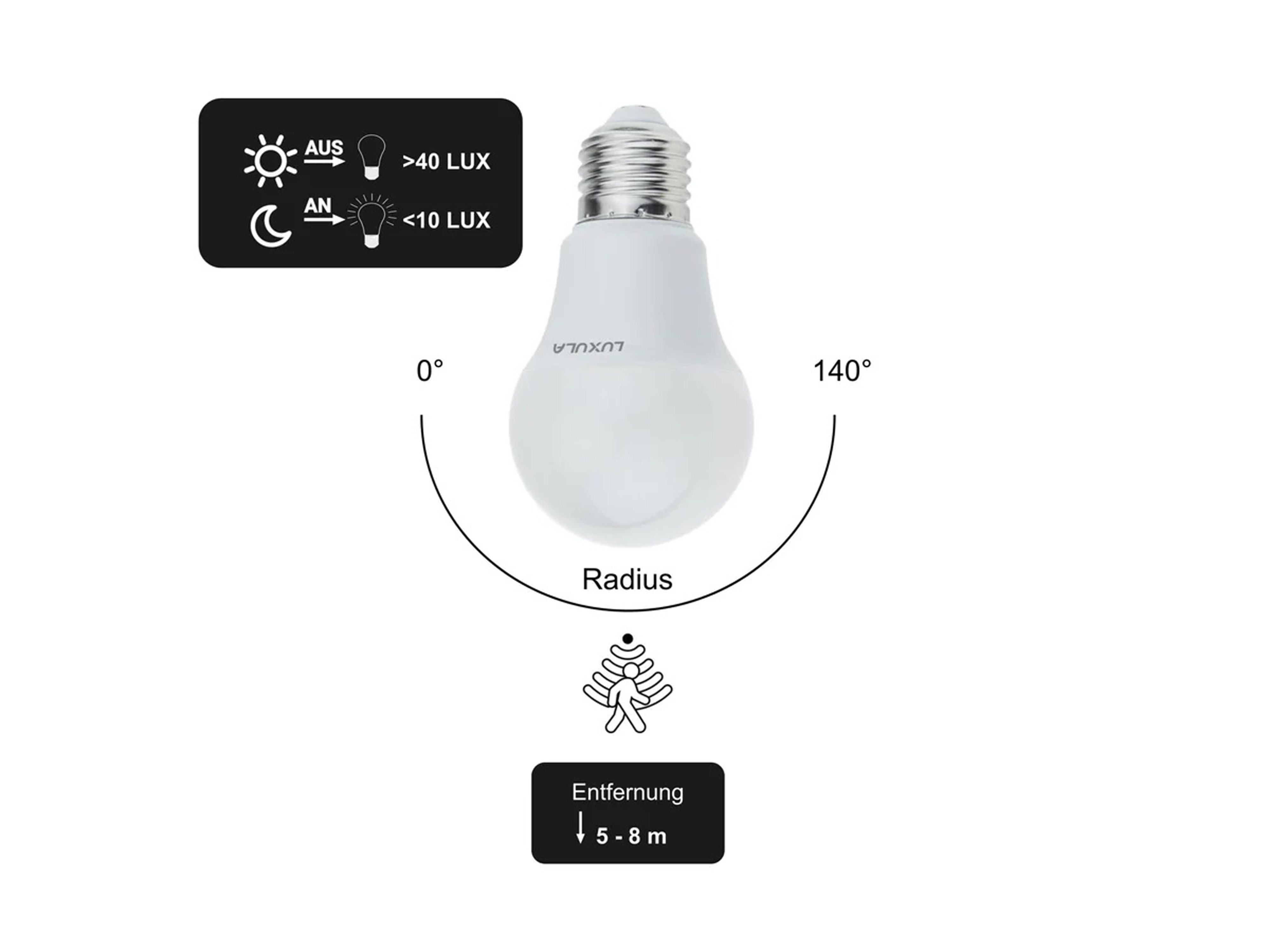 LUXULA LED-Lampe, Tropfenform, Sensor, E27, EEK: F, 9W, 911lm, 2700K LUXULA LED-Lampe, Tropfenform, Sensor, E27, EEK: F, 9W, 911lm, 2700K