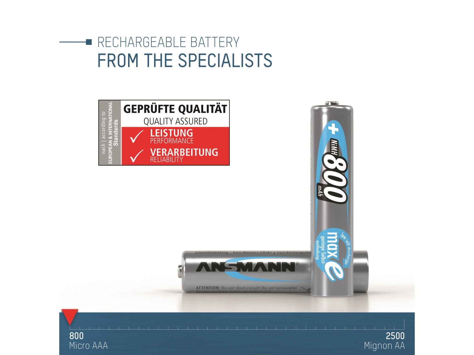 ANSMANN NiMH-Micro-Akku maxE, 800 mAh, 1,2V-, 6 Stück ANSMANN NiMH-Micro-Akku maxE, 800 mAh, 1,2V-, 6 Stück