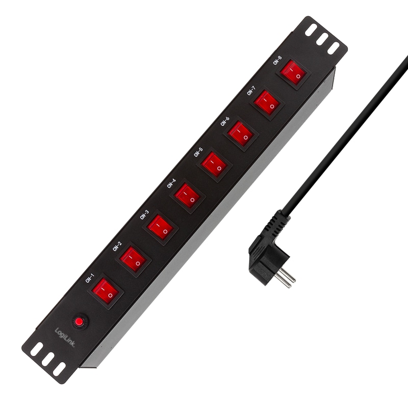 LOGILINK Steckdosenleiste PDU8D01, 8-fach, 19", einzeln schaltbar, schwarz LOGILINK Steckdosenleiste PDU8D01, 8-fach, 19", einzeln schaltbar, schwarz