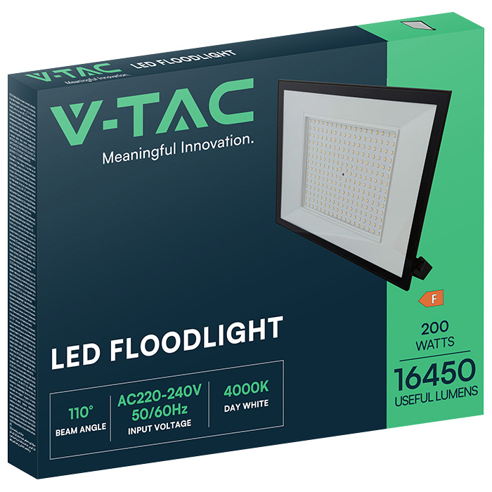 V-TAC LED-Fluter, VT-44208, 200 W, 4000K, EEK: F, 16450 lm, neutralweiß, IP65, schwarz V-TAC LED-Fluter, VT-44208, 200 W, 4000K, EEK: F, 16450 lm, neutralweiß, IP65, schwarz