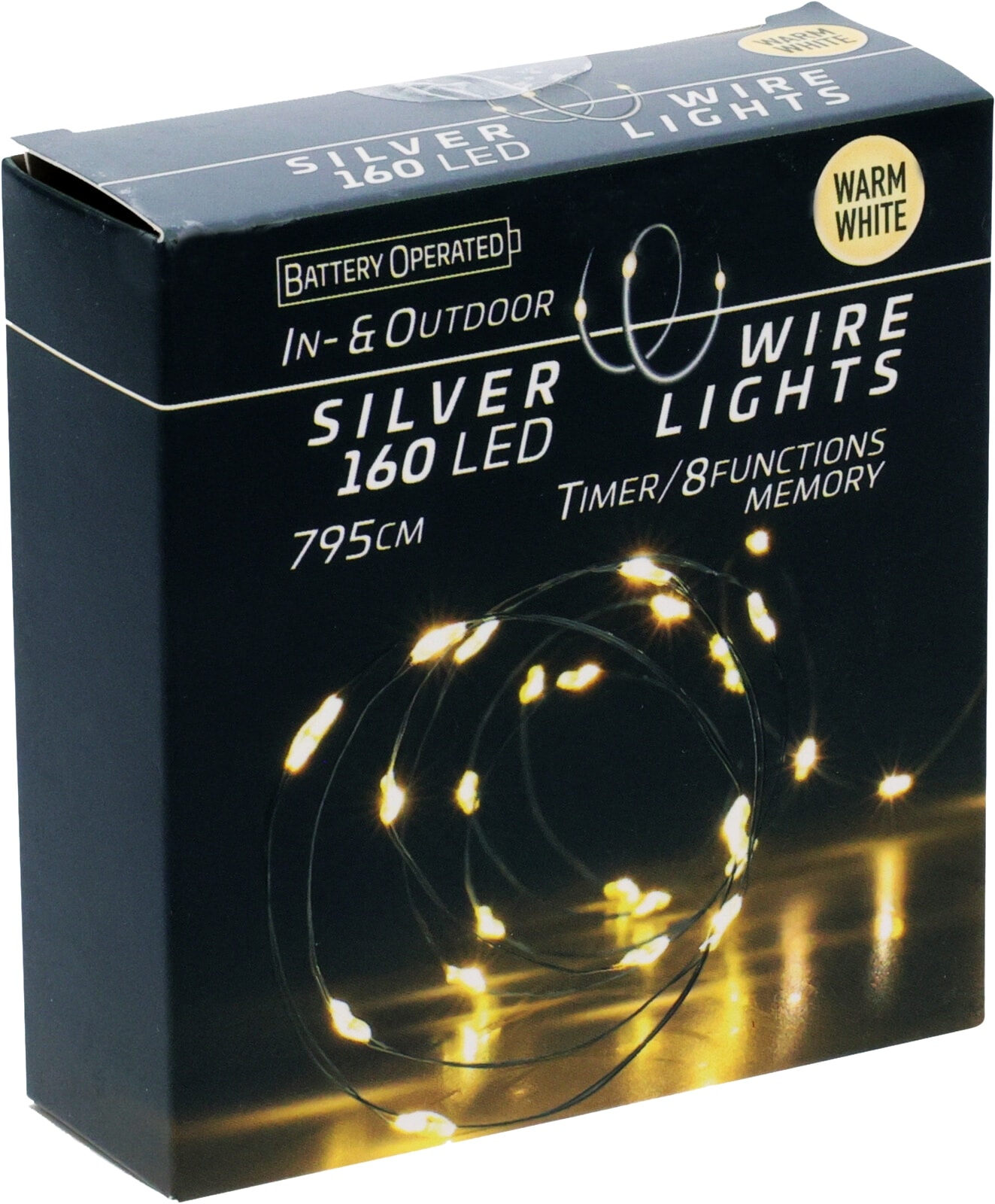 LED-Lichterkette warmweiß, Batteriebetrieben, 160 LEDs, Silberdraht, Innen/Außen, 7,95m KOOPMAN LED-Lichterkette warmweiß, Batteriebetrieben, 160 LEDs, Silberdraht, Innen/Außen, 7,95m
