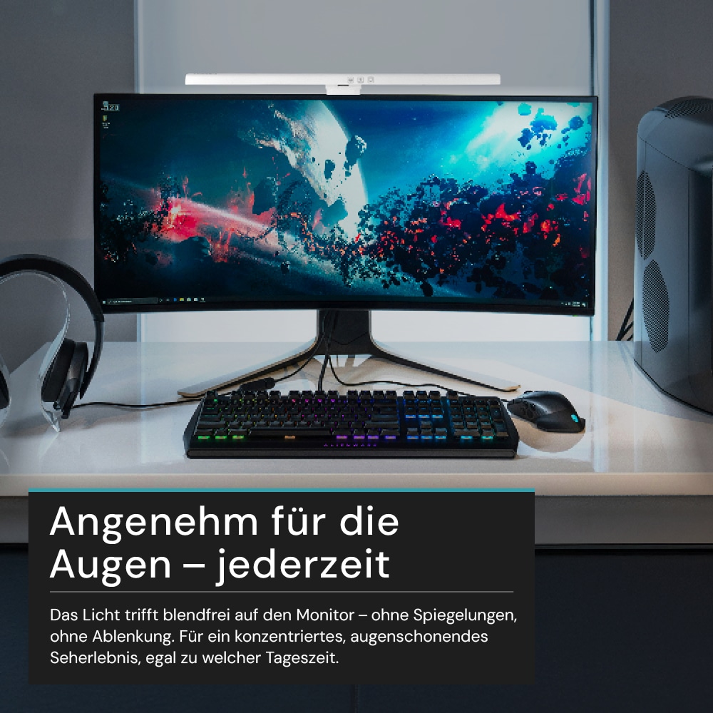 LUXULA LED-Monitorleuchte, 5W, EEK: G, 250lm, CCT, IP20, Touch Control, weiß, 50 cm LUXULA LED-Monitorleuchte, 5W, EEK: G, 250lm, CCT, IP20, Touch Control, weiß, 50 cm