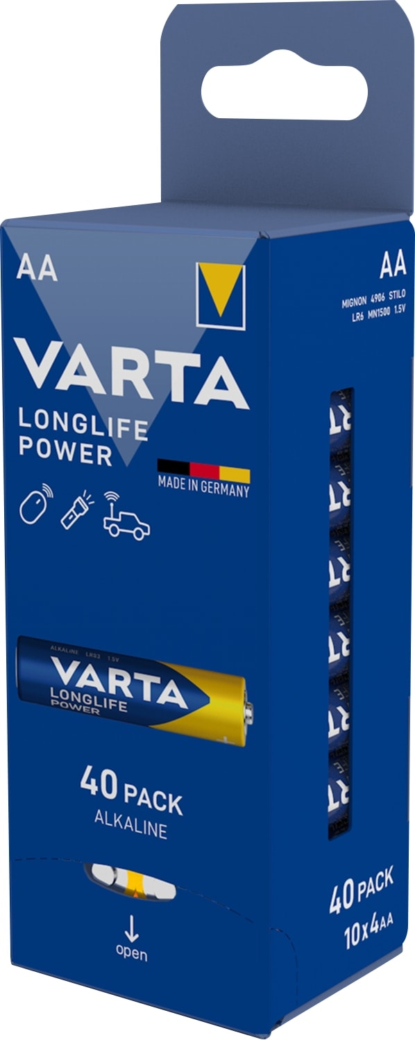 VARTA Batterie Alkaline, Mignon, AA, LR06, 1.5V, Longlife Power, 40 Stück VARTA Batterie Alkaline, Mignon, AA, LR06, 1.5V, Longlife Power, 40 Stück