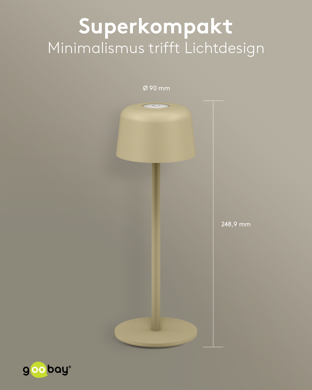 GOOBAY LED-Tischleuchte 77678, 2W, 3000 K, 150 lm, warmweiß, IP44, beige GOOBAY LED-Tischleuchte 77678, 2W, 3000 K, 150 lm, warmweiß, IP44, beige