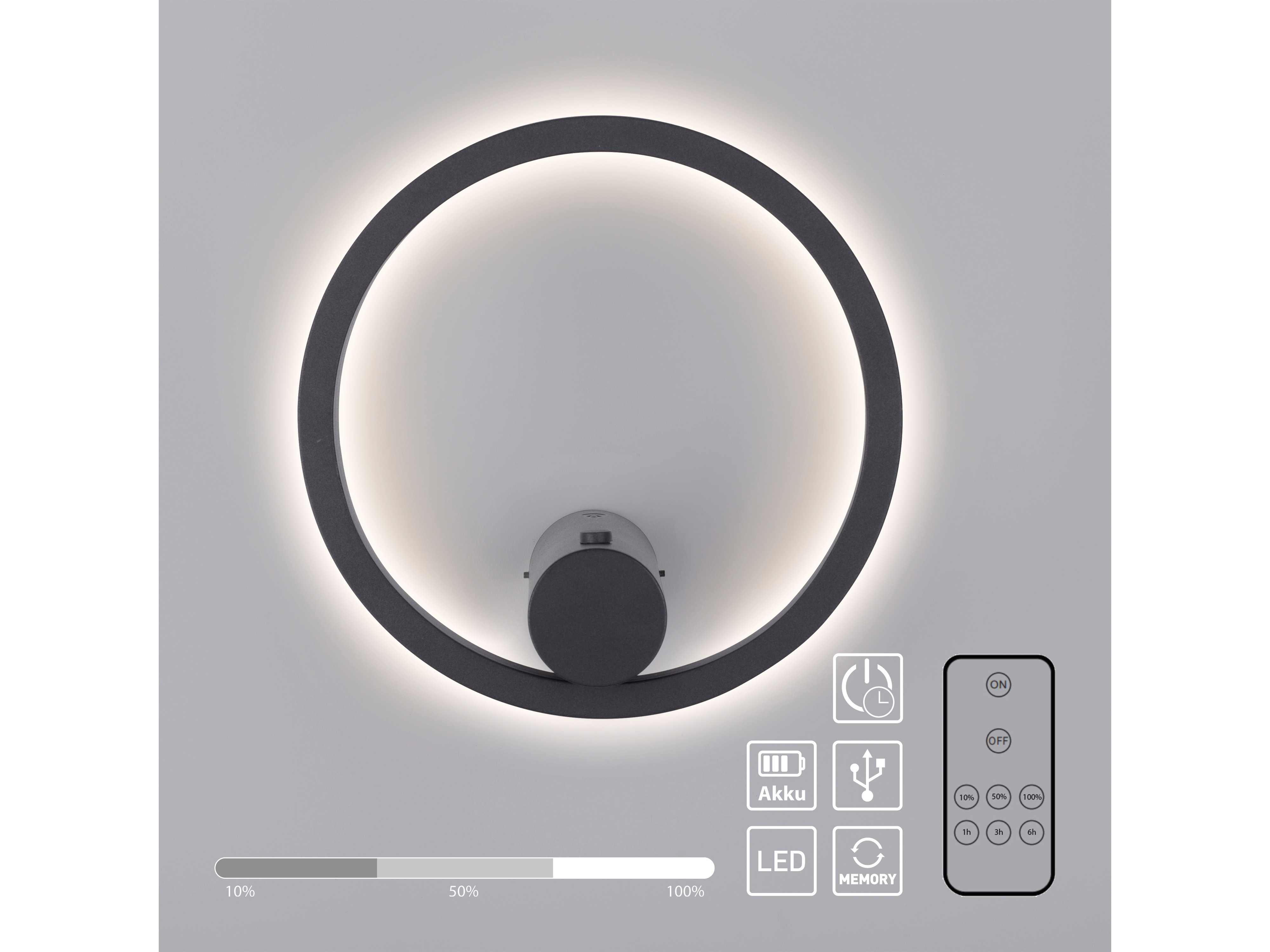 JUST LIGHT LED-Akku Wandleuchte 18280-13, 6W, 660lm, 3000K, anthrazit JUST LIGHT LED-Akku Wandleuchte 18280-13, 6W, 660lm, 3000K, anthrazit