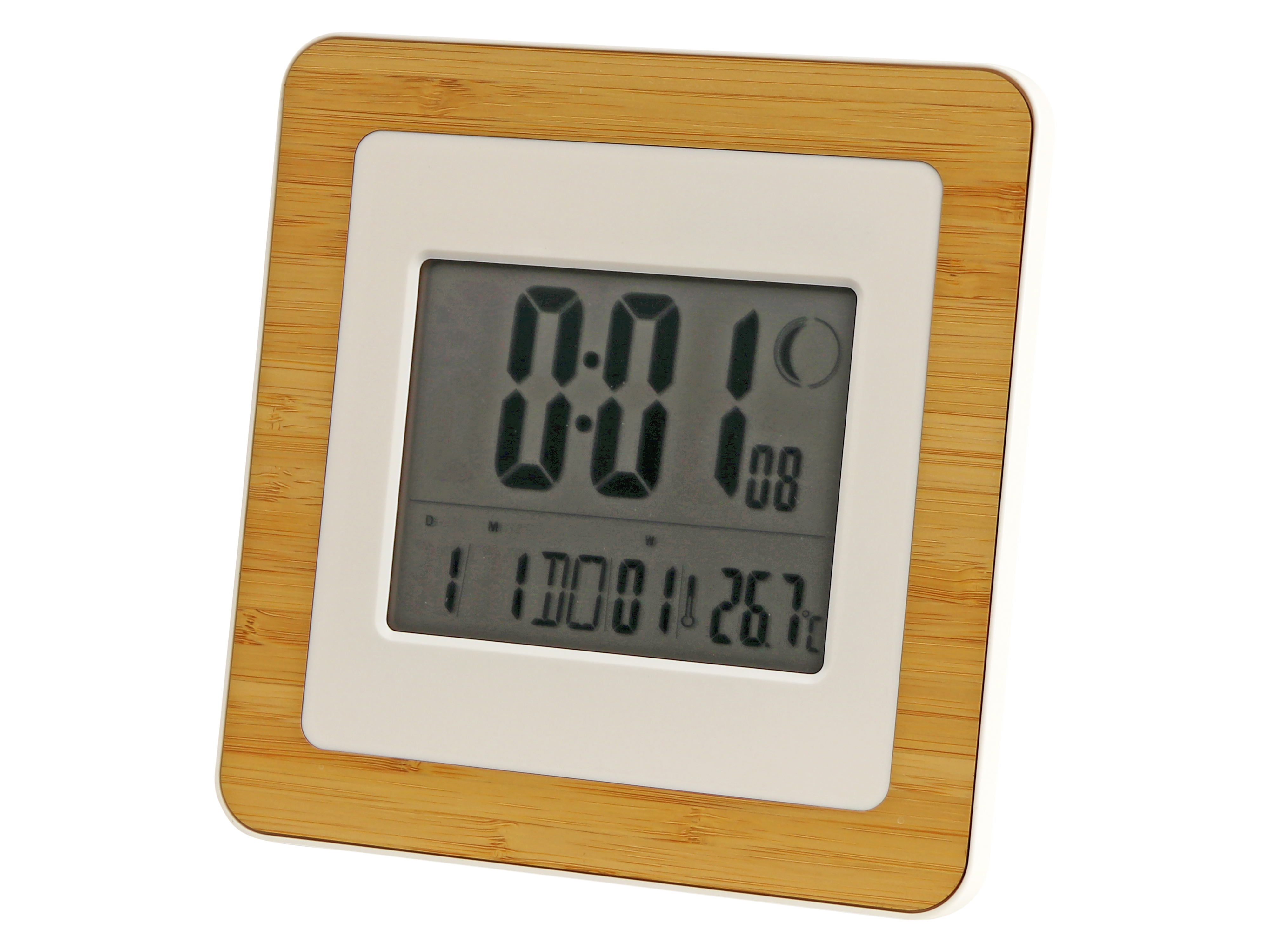 Digitale Funkuhr, Datumsanzeige, Wecker, Temperaturanzeige, groß, Holzoptik Digitale Funkuhr, Datumsanzeige, Wecker, Temperaturanzeige, groß, Holzoptik
