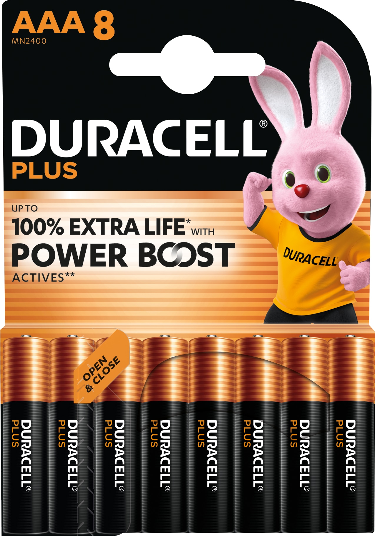 DURACELL Alkaline-Micro-Batterie LR03, 1,5V, Plus, Power Boost, 8 Stück DURACELL Alkaline-Micro-Batterie LR03, 1,5V, Plus, Power Boost, 8 Stück