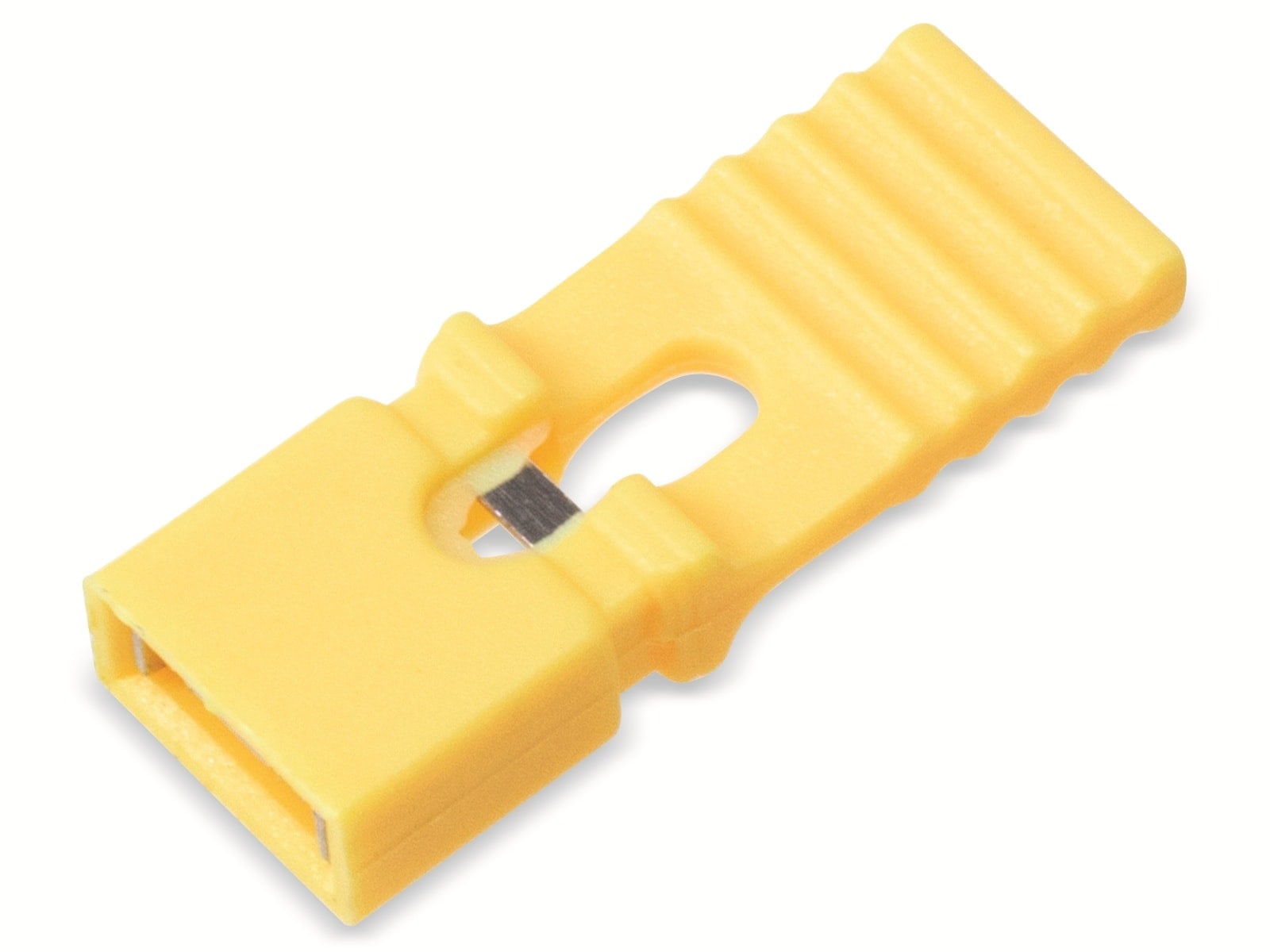 Kurzschlussbrücke / Jumper, gelb, 2,54 mm, mit Grifflasche, 2 Pol Kurzschlussbrücke / Jumper, gelb, 2,54 mm, mit Grifflasche, 2 Pol