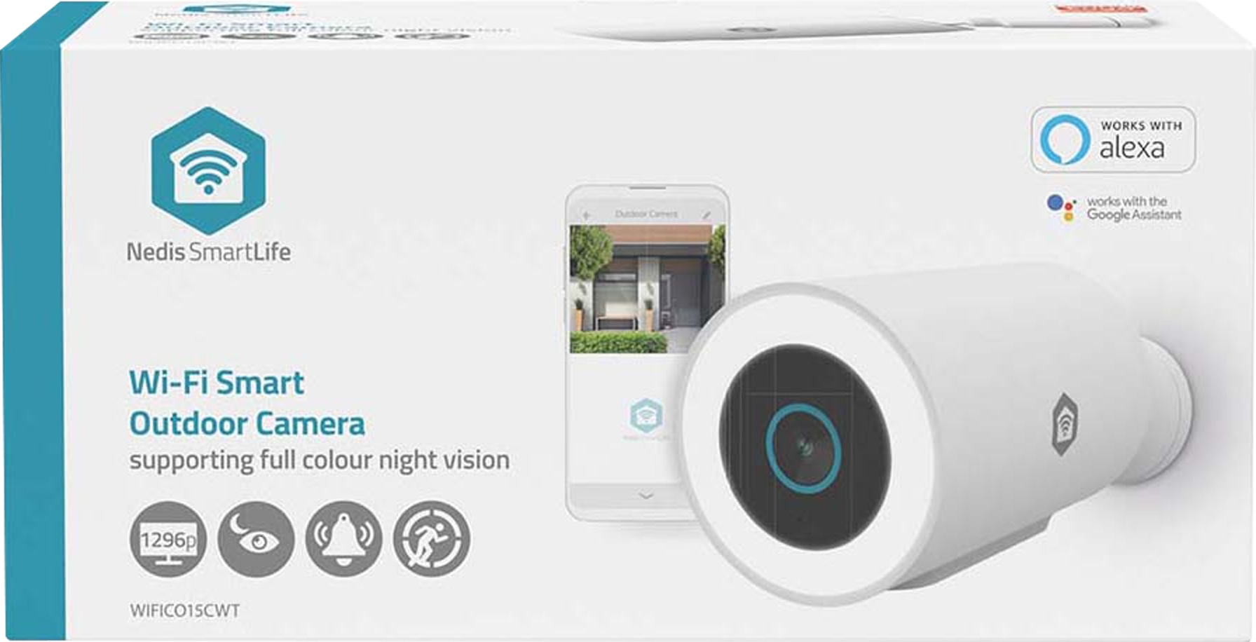 NEDIS SmartLife Outdoor Kamera, WIFICO15CWT, 3MP Full HD 1296p, Wi-Fi, Spotlight, IP65 NEDIS SmartLife Outdoor Kamera, WIFICO15CWT, 3MP Full HD 1296p, Wi-Fi, Spotlight, IP65