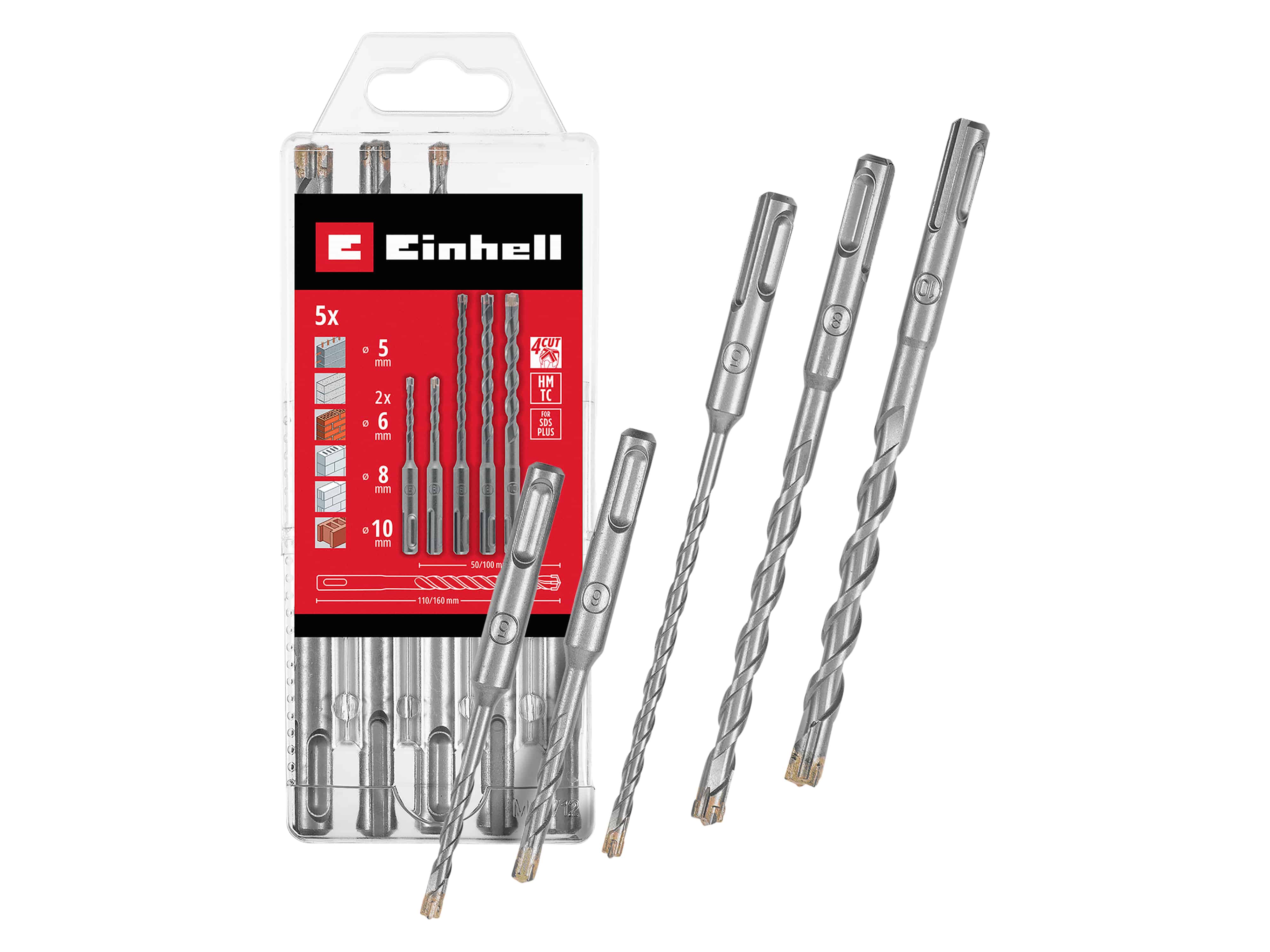 EINHELL SDS-Plus Hammerbohrer-Set, 265505, 5-10 mm, 5-teilig EINHELL SDS-Plus Hammerbohrer-Set, 265505, 5-10 mm, 5-teilig