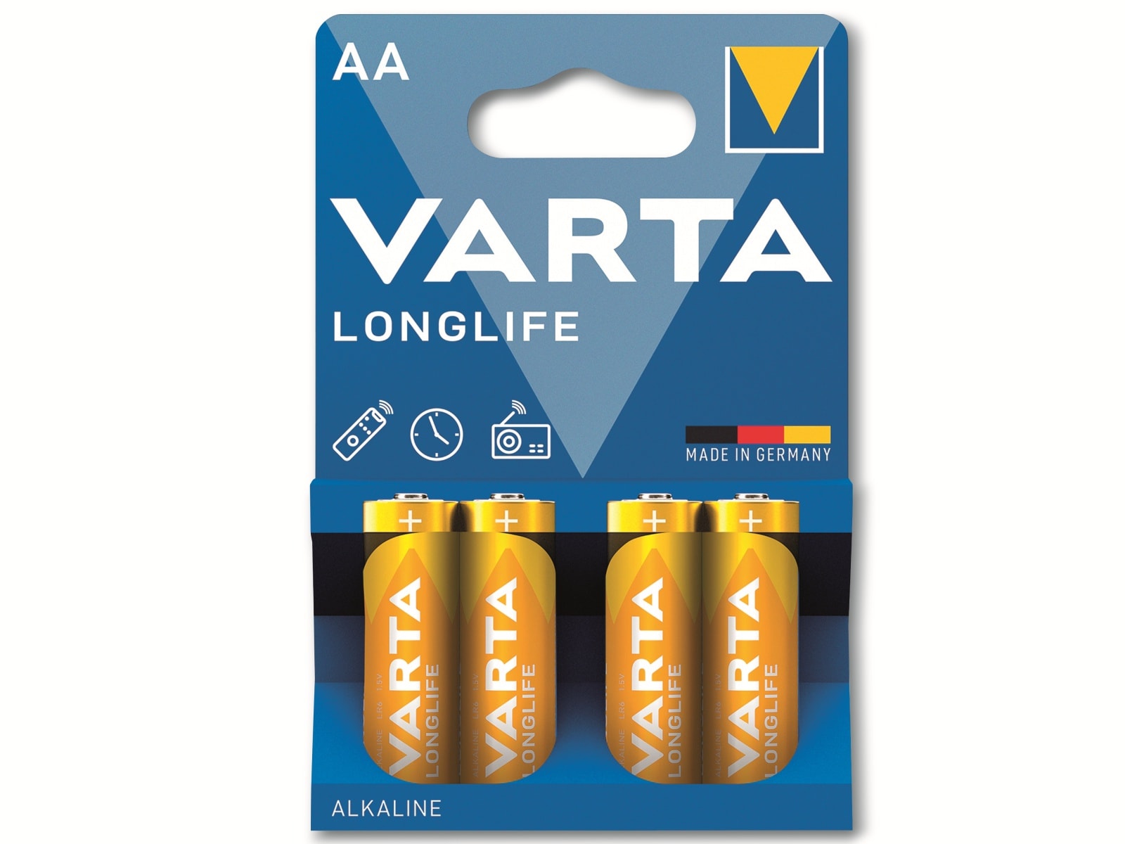 VARTA Batterie Alkaline, Mignon, AA, LR06, 1.5V, Longlife, 4 Stück VARTA Batterie Alkaline, Mignon, AA, LR06, 1.5V, Longlife, 4 Stück