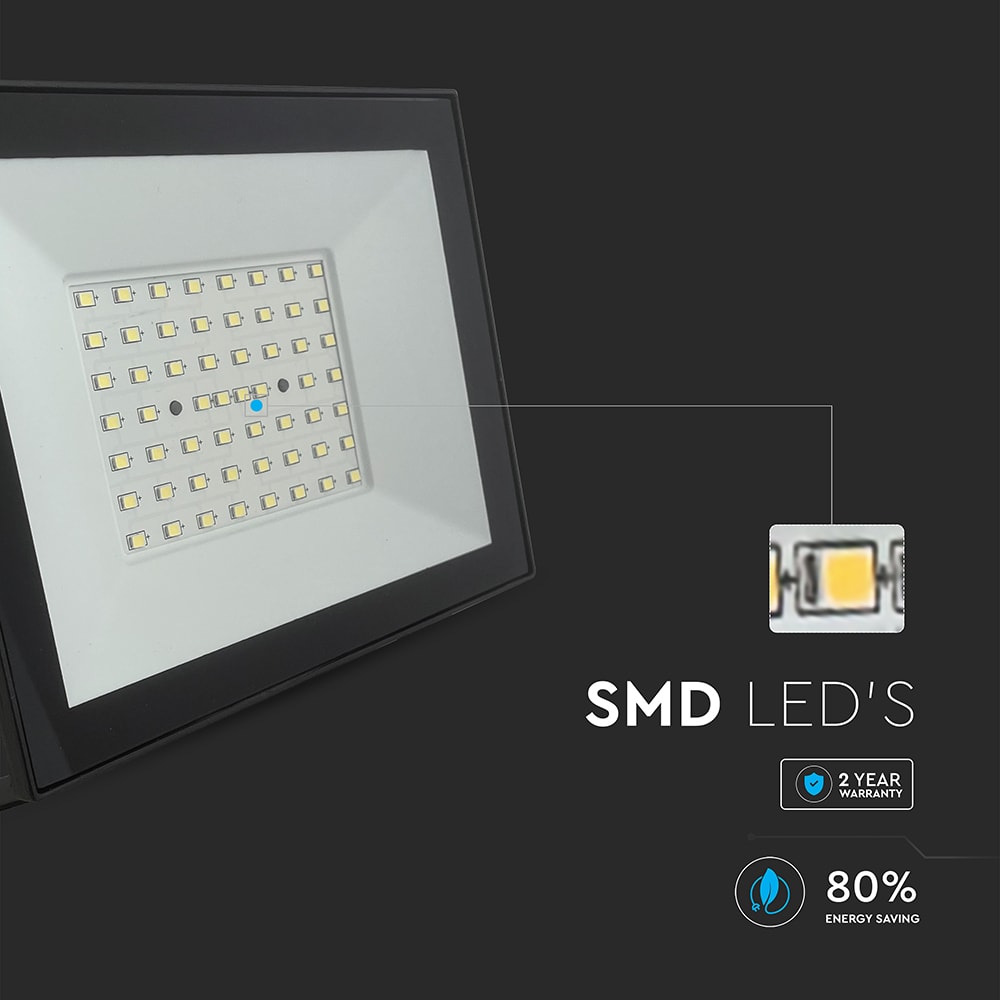 V-TAC LED-Fluter, VT-44054, 50 W, 6500K, EEK: F, 4000 lm, kaltweiß, IP65, schwarz V-TAC LED-Fluter, VT-44054, 50 W, 6500K, EEK: F, 4000 lm, kaltweiß, IP65, schwarz