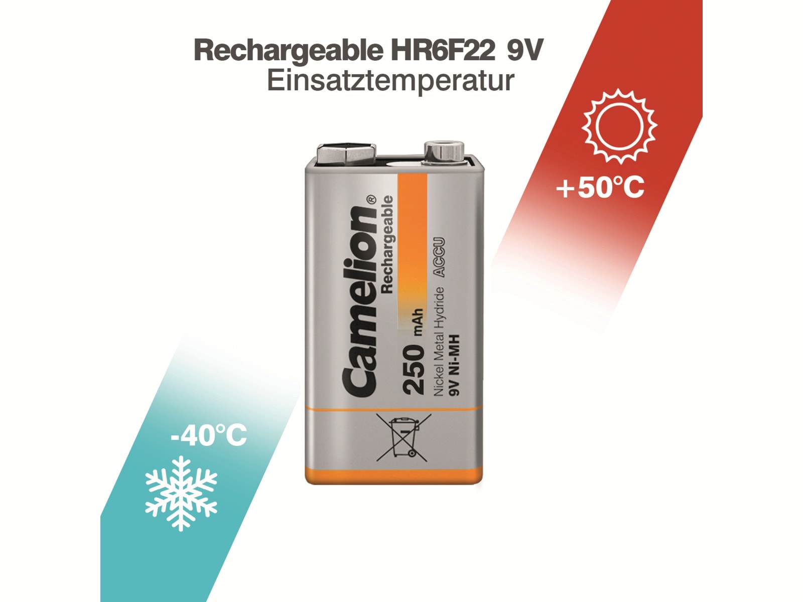CAMELION NiMH-9V-Blockakku 250mAh CAMELION NiMH-9V-Blockakku 250mAh