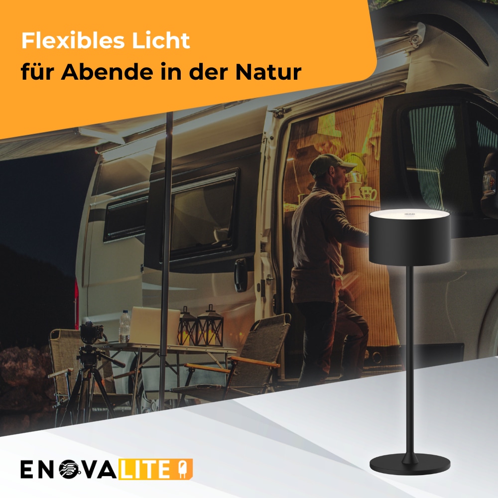 ENOVALITE LED-Akku-Tischleuchte, ELED700400, EEK: D dimmbar, CCT, schwarz ENOVALITE LED-Akku-Tischleuchte, ELED700400, EEK: D dimmbar, CCT, schwarz