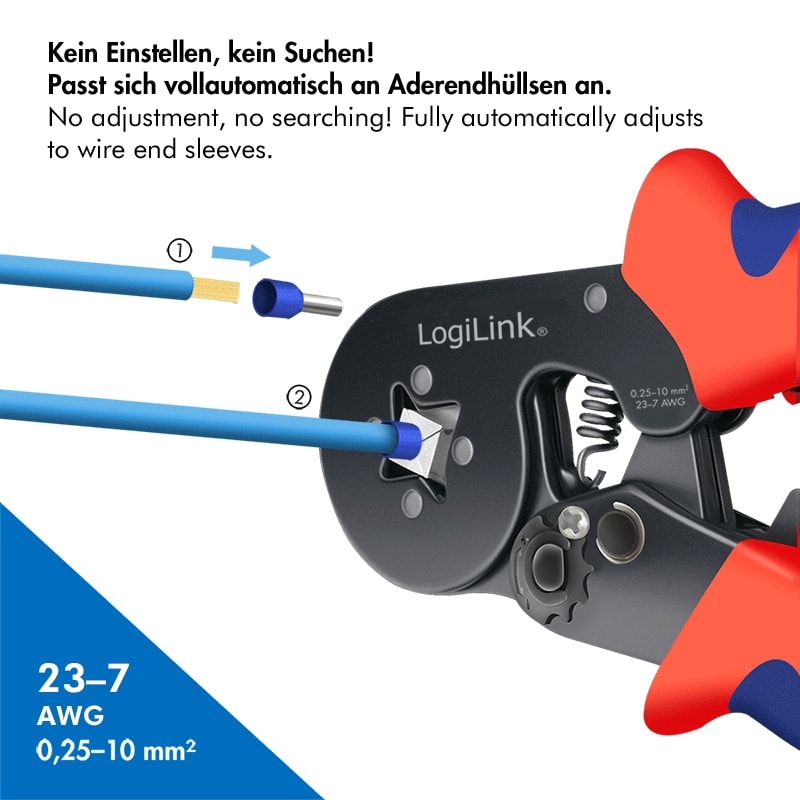 LOGILINK Selbsteinstellende Crimpzange, für Aderendhülsen 0,25 - 10 mm² LOGILINK Selbsteinstellende Crimpzange, für Aderendhülsen 0,25 - 10 mm²