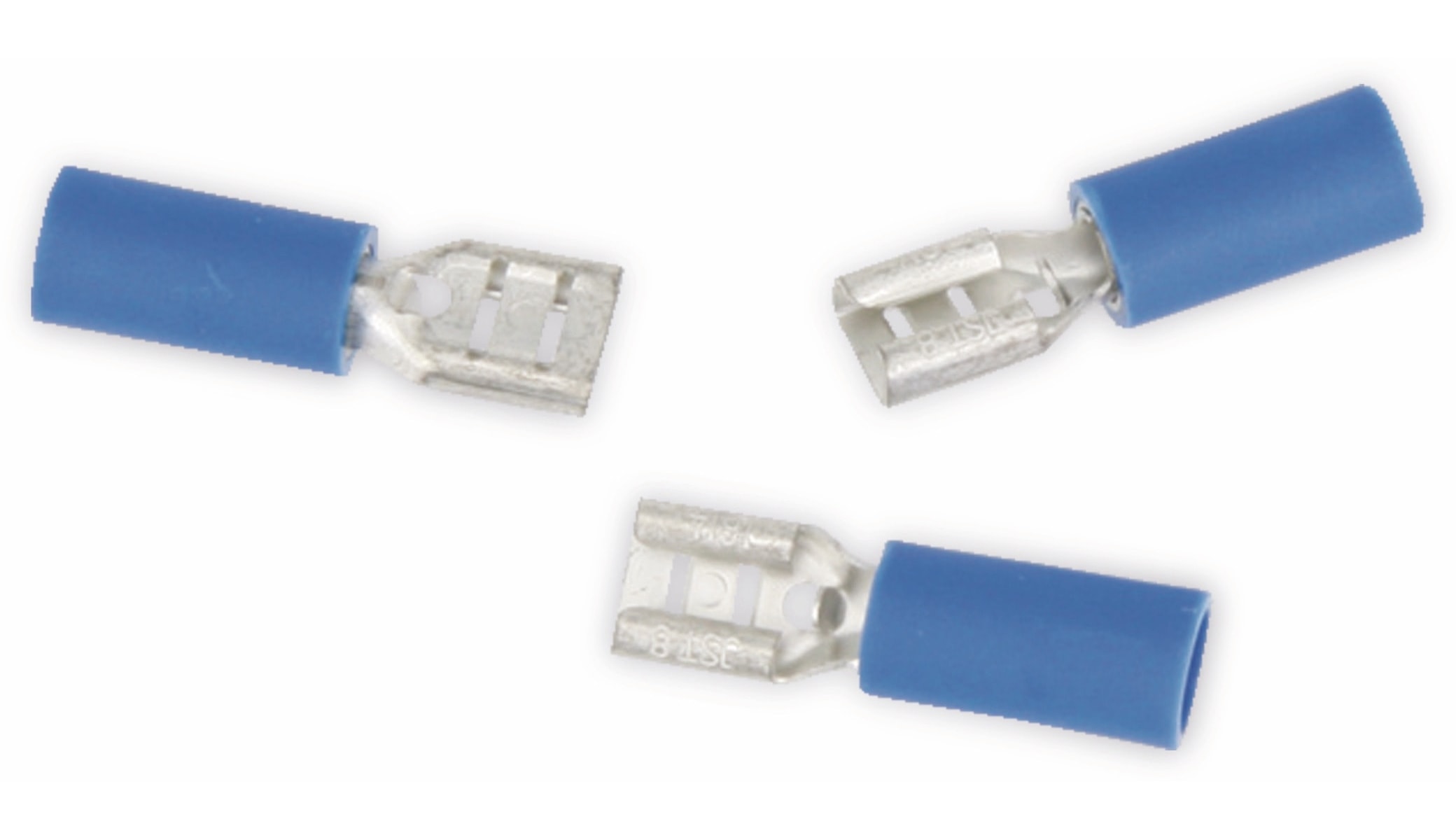 Flachsteckhülsen, 4,8 mm, 2,5 mm², blau, 10 Stück Flachsteckhülsen, 4,8 mm, 2,5 mm², blau, 10 Stück