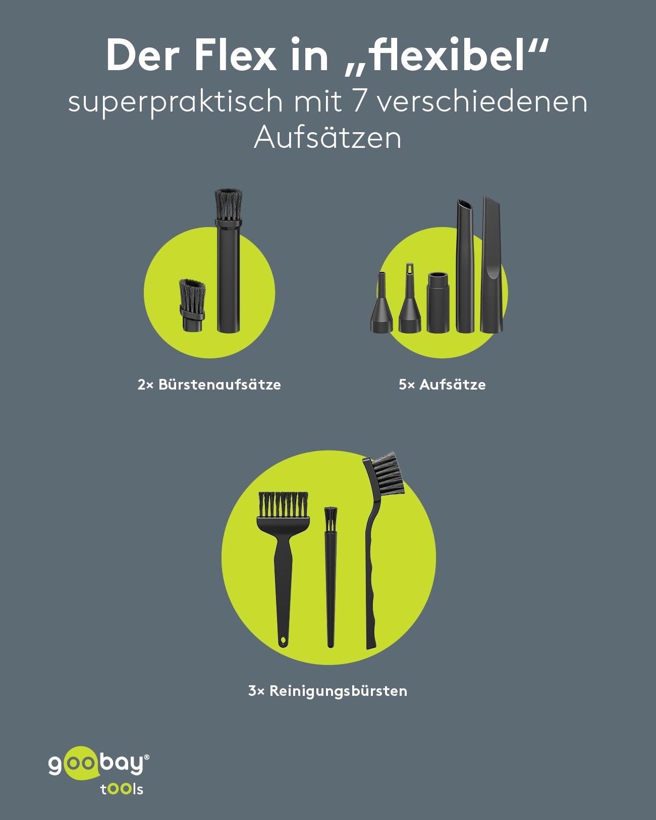 GOOBAY TOOLS Akku-Handstaubsauger, 80 W, mit 10 Aufsätzen, weiß GOOBAY TOOLS Akku-Handstaubsauger, 80 W, mit 10 Aufsätzen, weiß